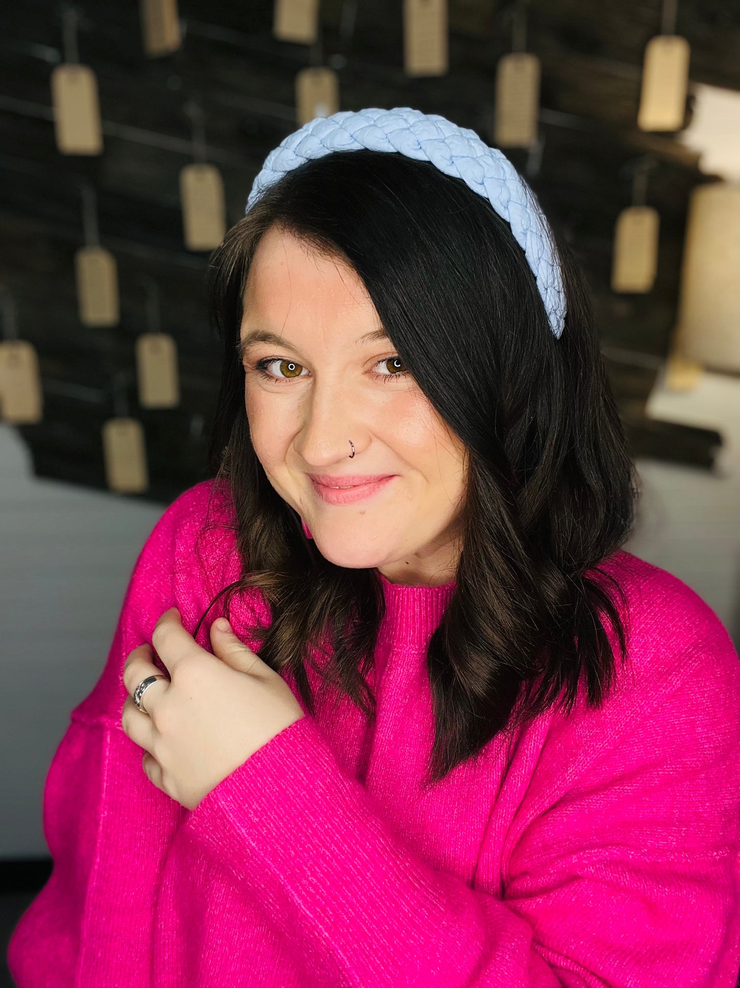 Light Blue Braided Fabric Headband