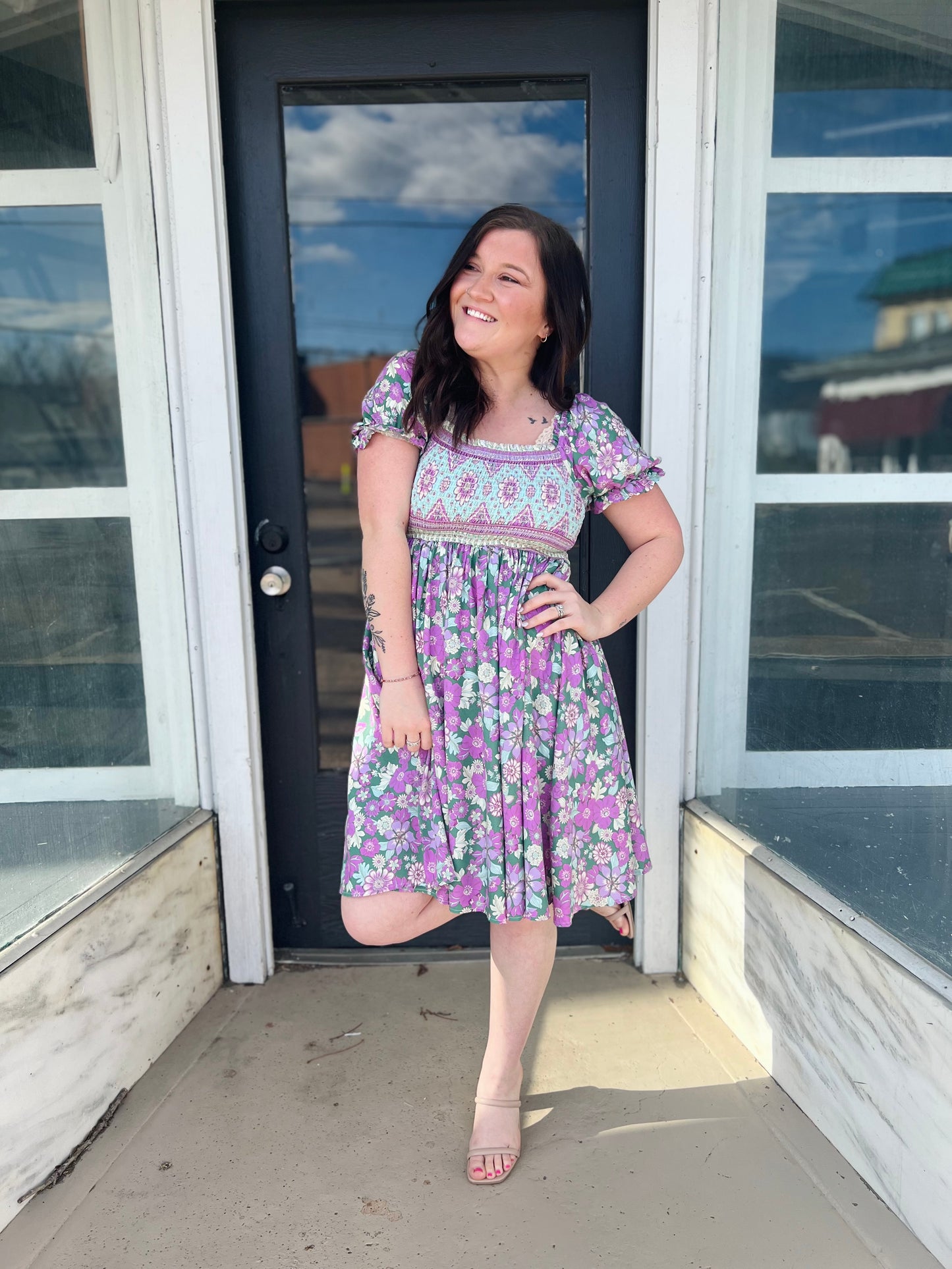 Square Neck | Floral Dress