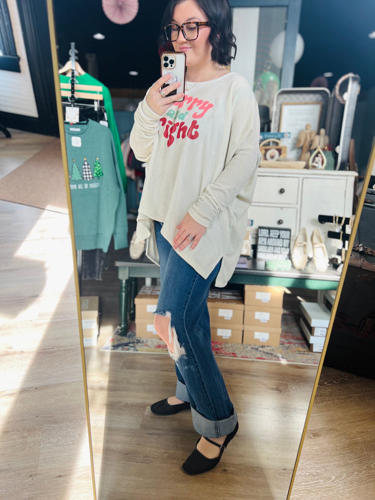 Fantastic Fawn Merry & Bright Top - L