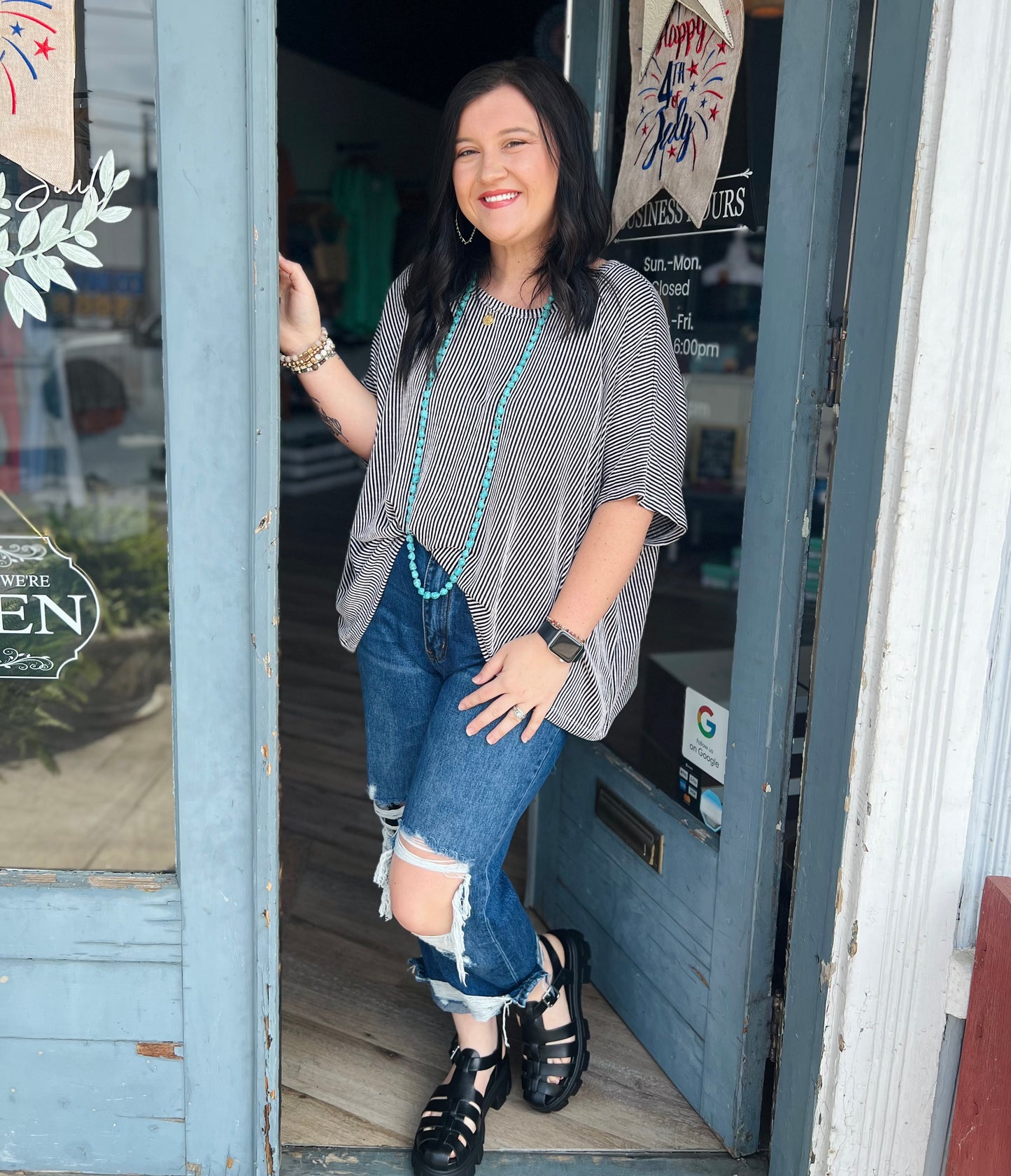 Miriam | Striped Oversized Top - Curvy