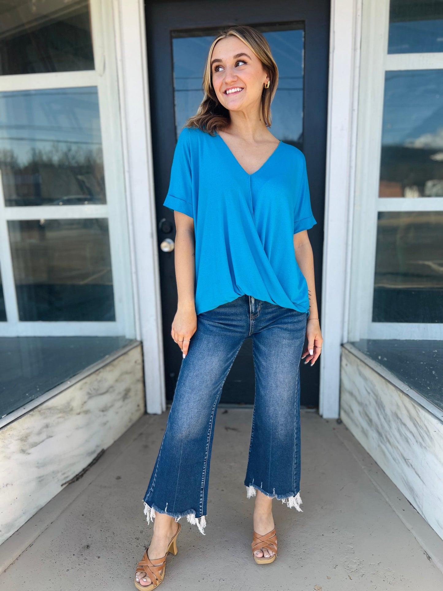 Surplice | Short Sleeve Top - Blue