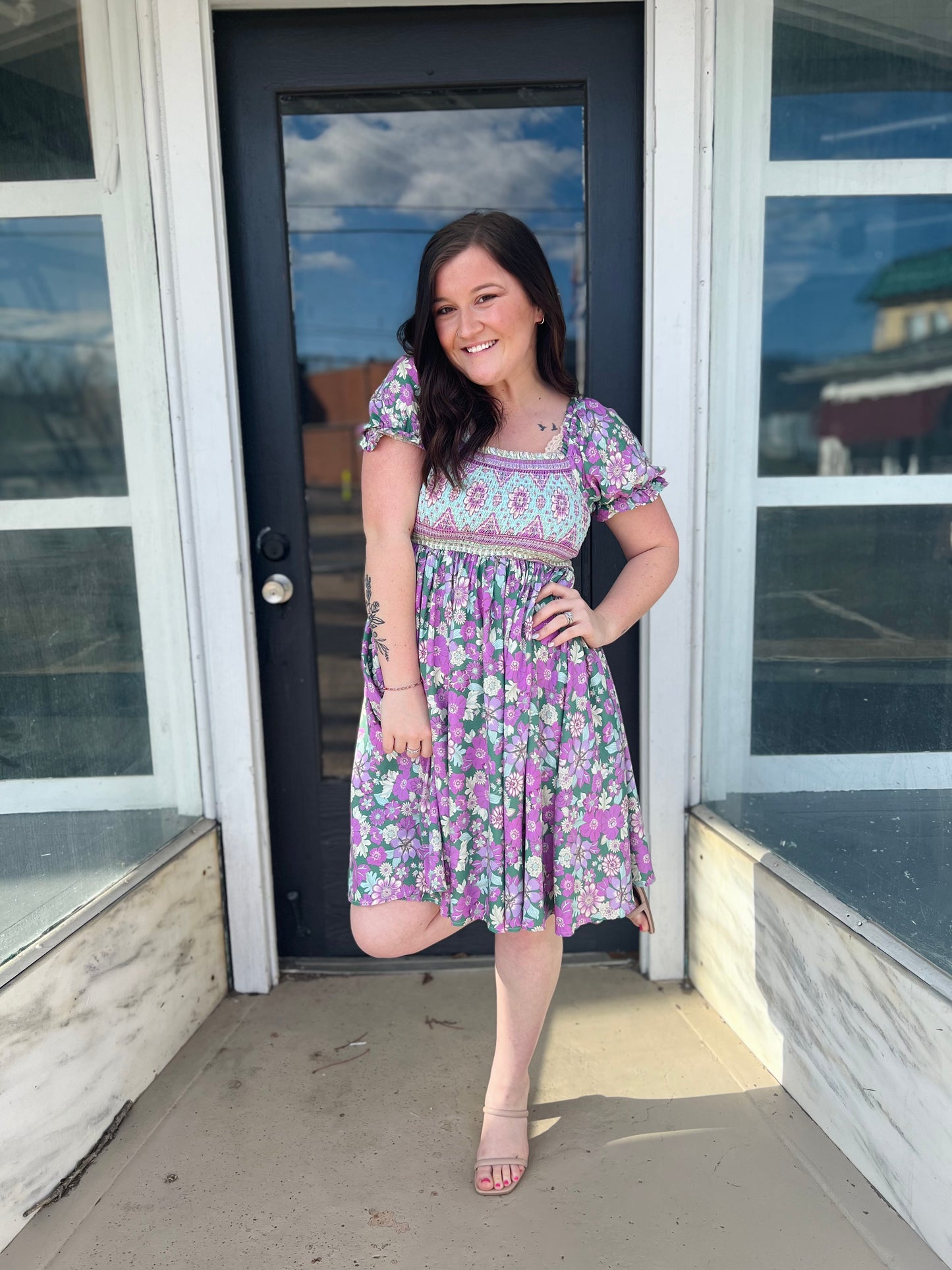 Square Neck | Floral Dress