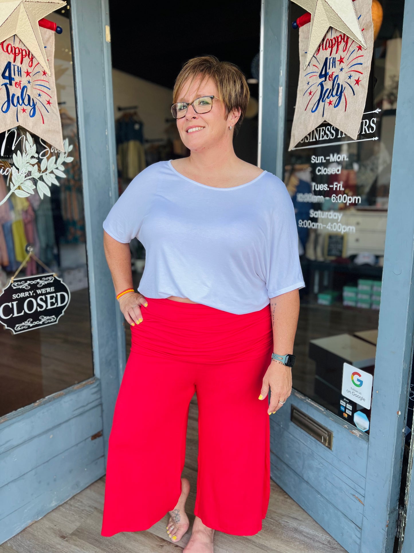 Gaucho | Curvy Wide Leg Pants - Red