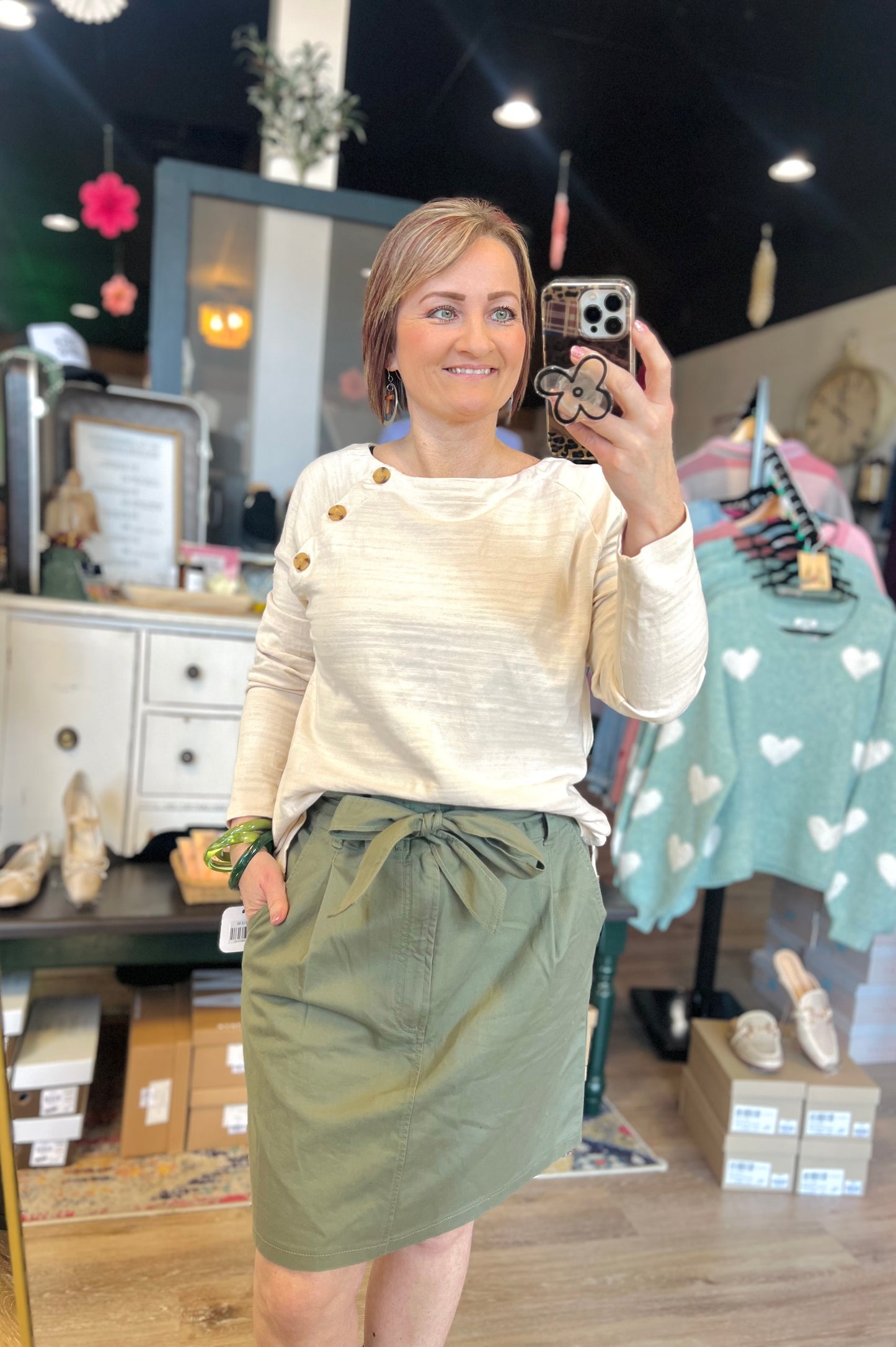 NWT Loft Olive Green Paperbag Skirt - 14