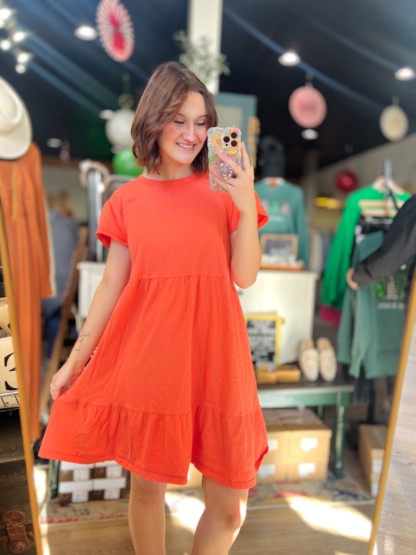 Coral Peplum Dress - 3XL