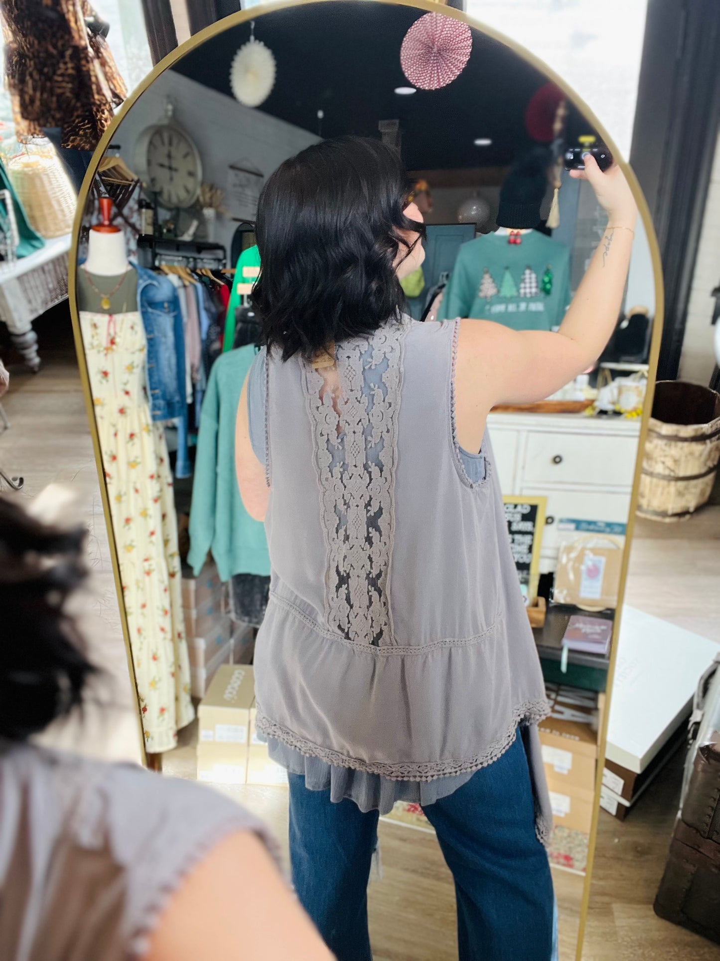 Knox Rose Grey Boho Vest - M