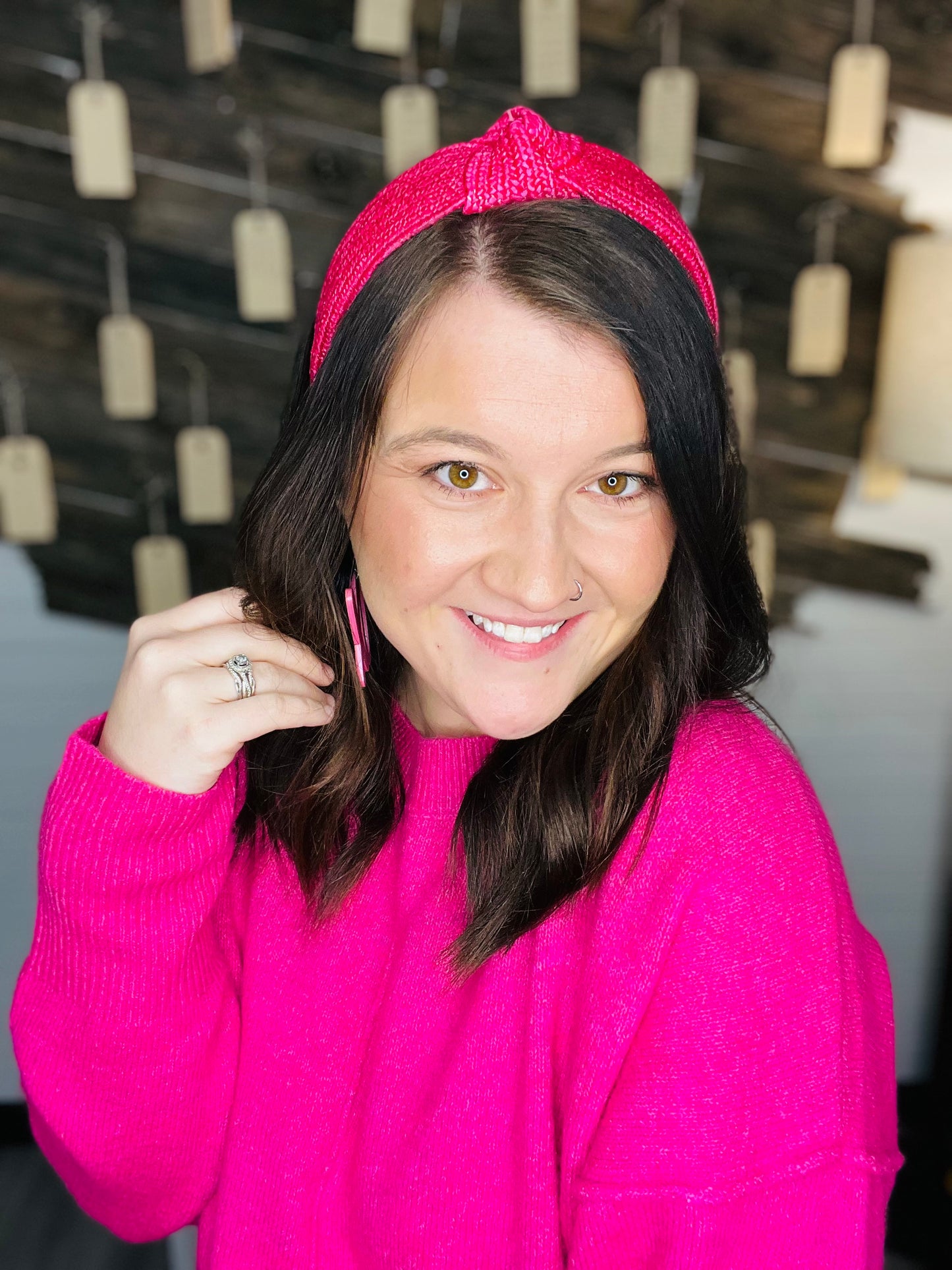 Hot Pink Rattan Headband