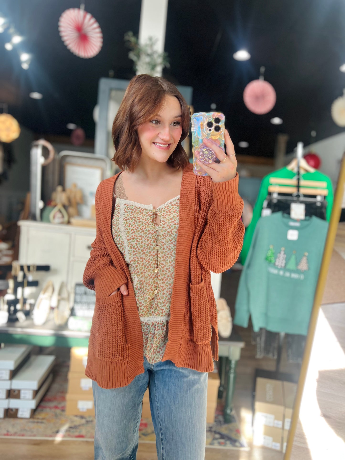 Rust Knit Cardigan - S
