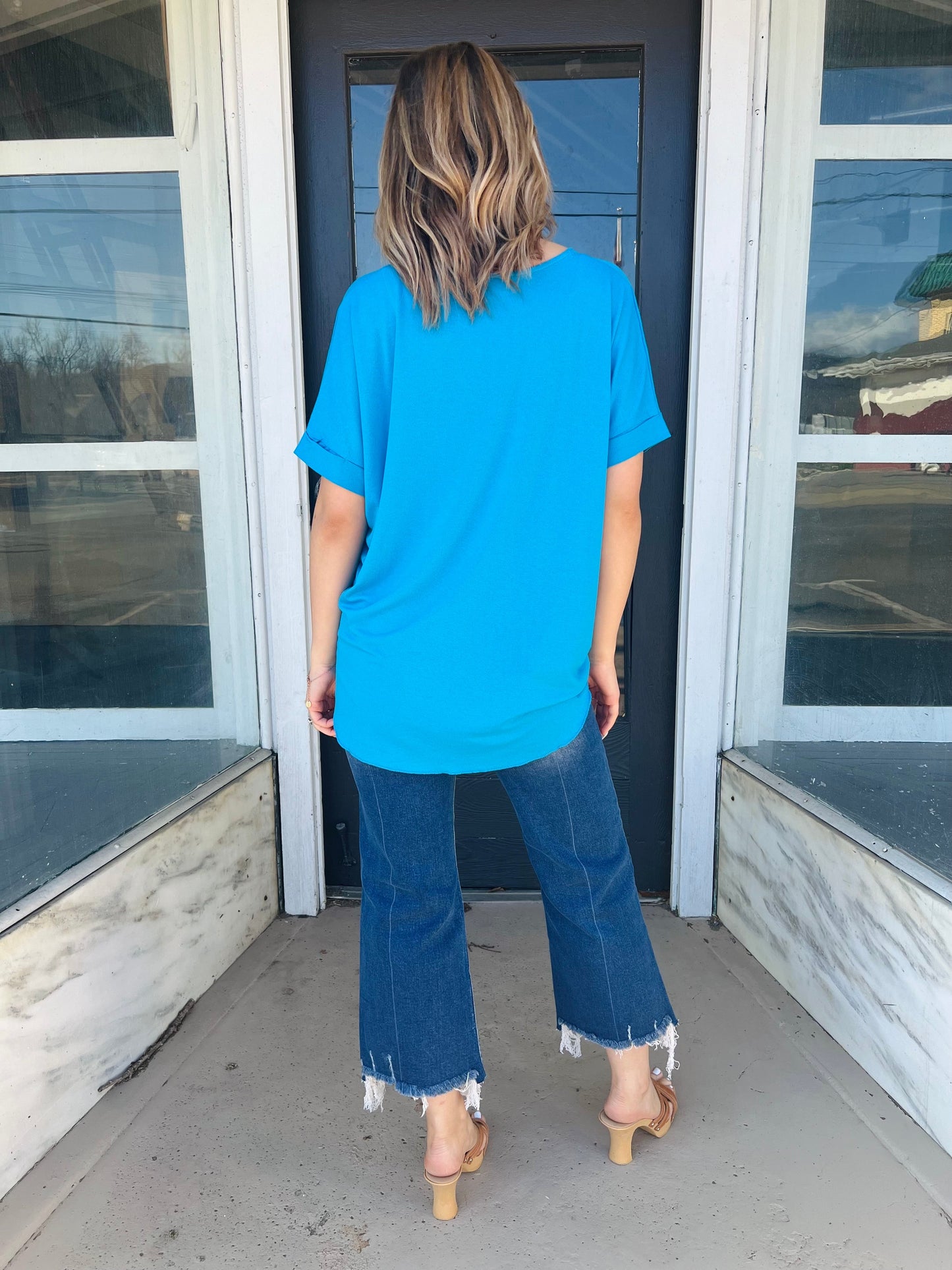 Surplice | Short Sleeve Top - Blue