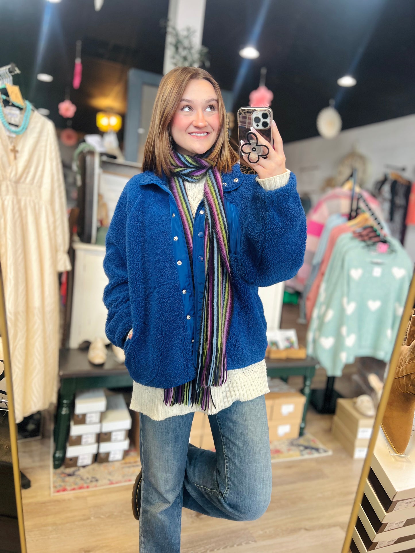 Blu Pepper Sherpa Jacket (Blue) - Size L