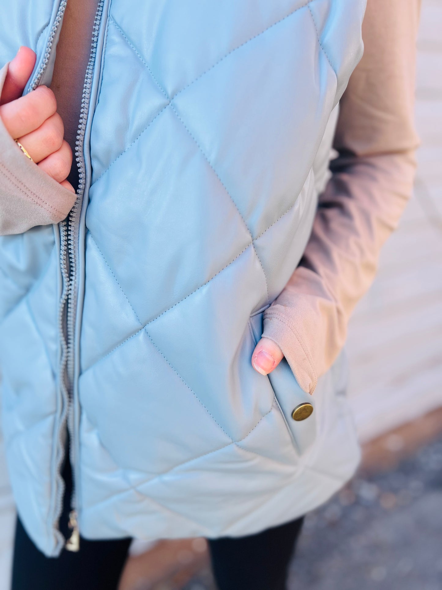 Vegan Leather Puffer Vest