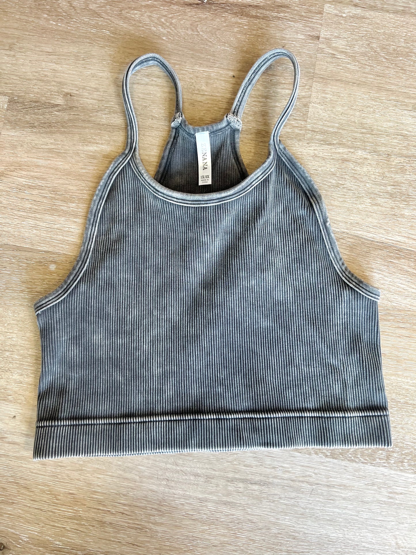 Zenana Ribbed Tank - Size 1XL/2XL (Charcoal)