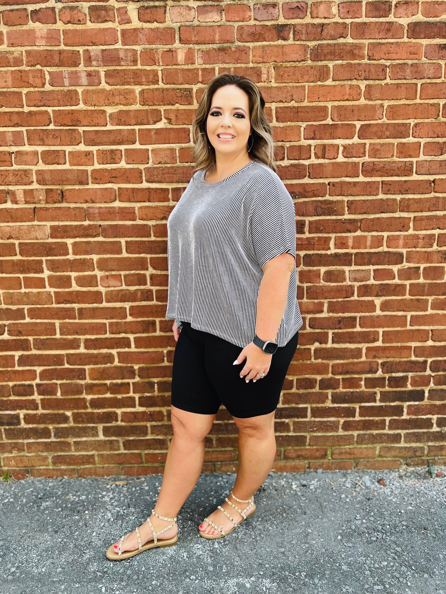 Miriam | Striped Oversized Top - Curvy