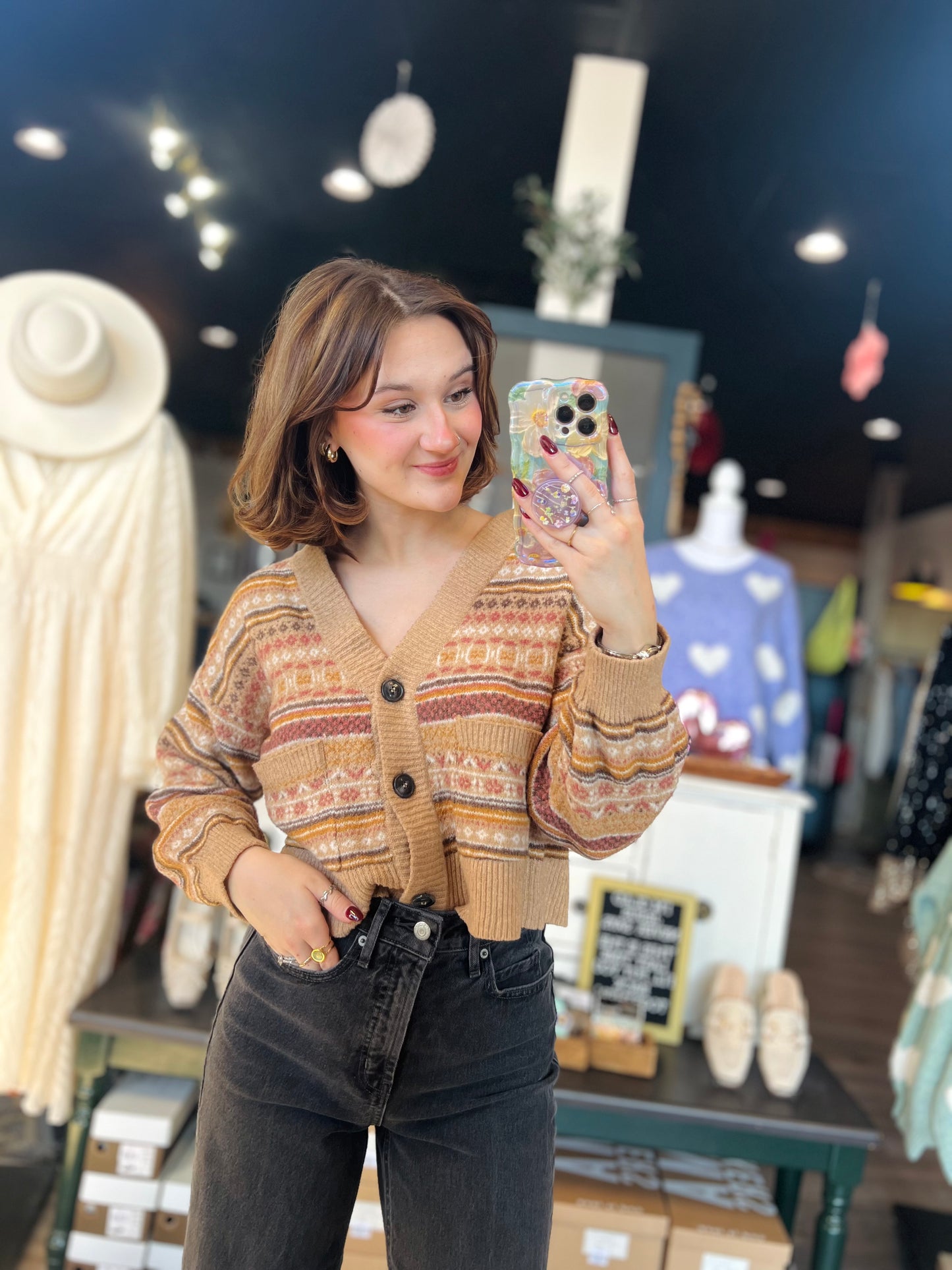 Pink Rose Vintage Sweater - S