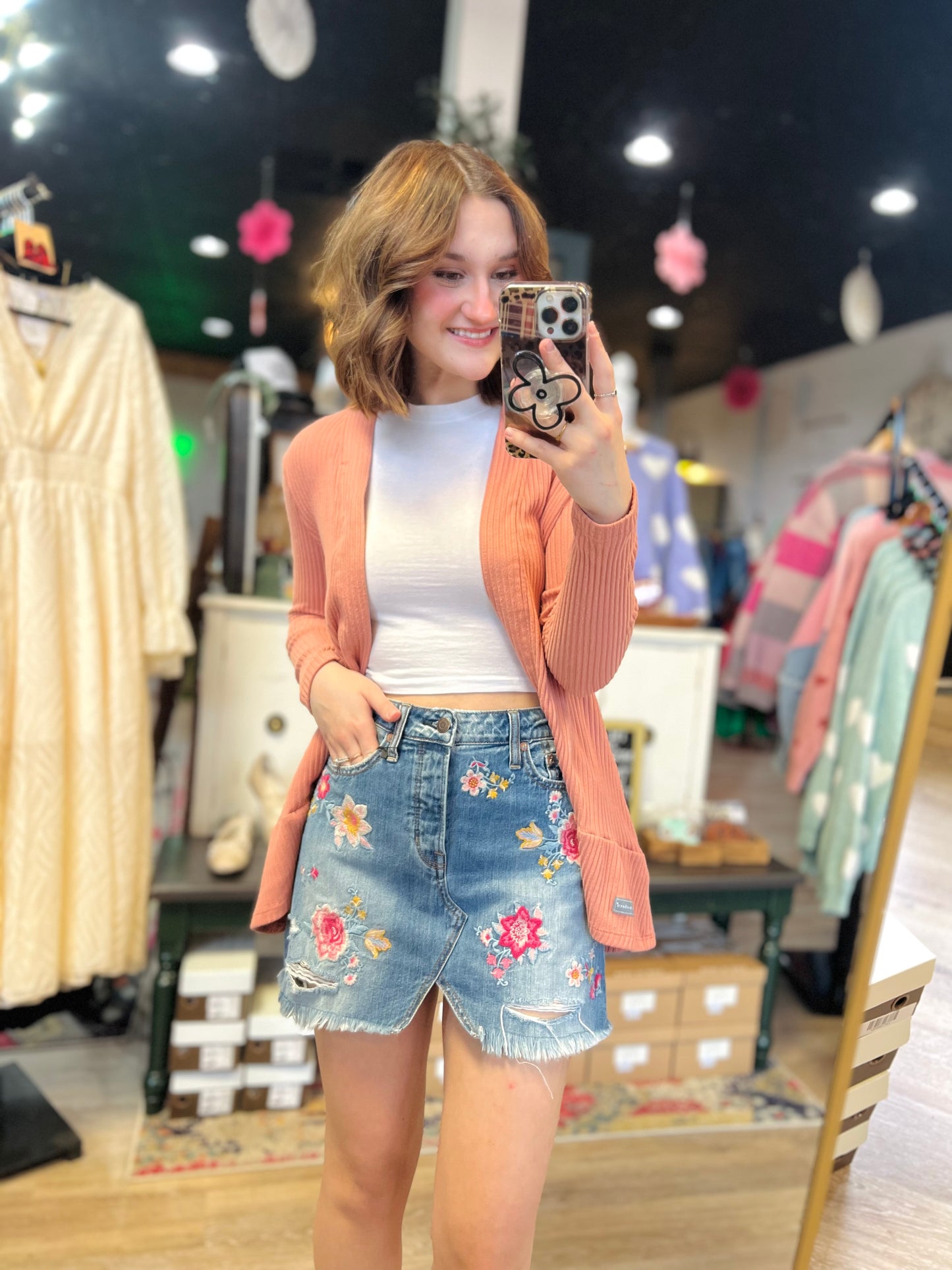 American Eagle Flower Embroidered Skirt - Size 4