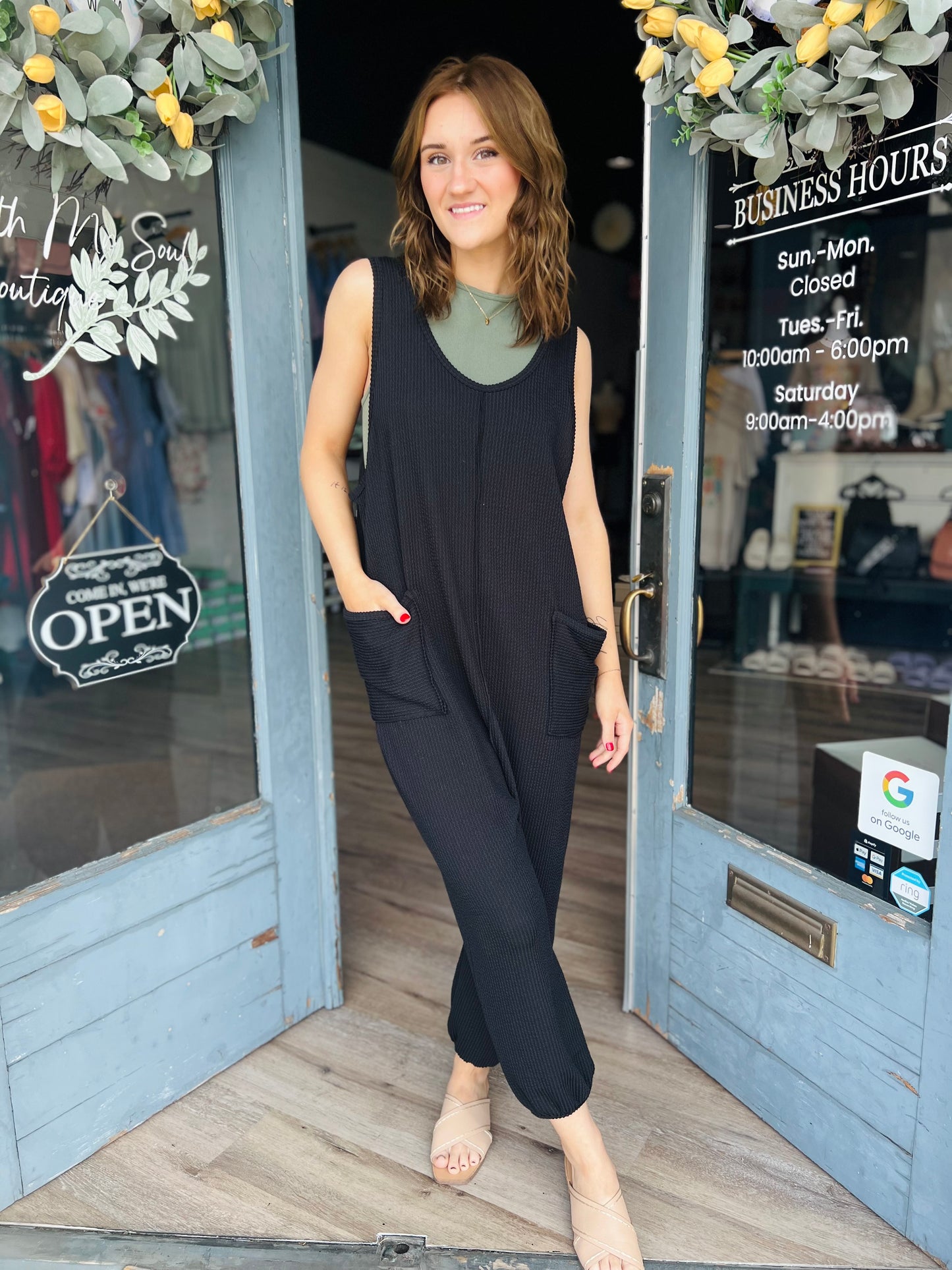 Ribbed Cuffed Bottom Jumpsuit