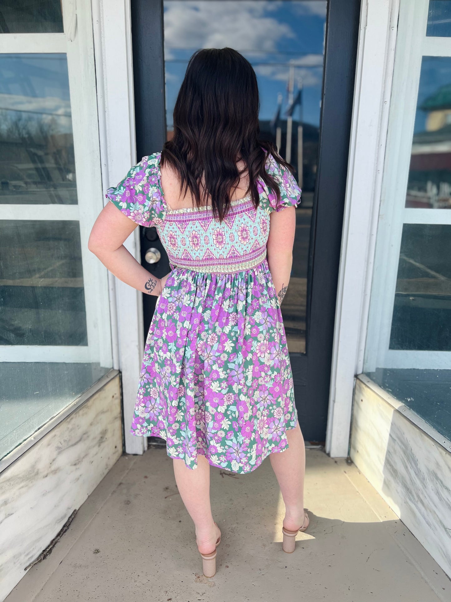 Square Neck | Floral Dress