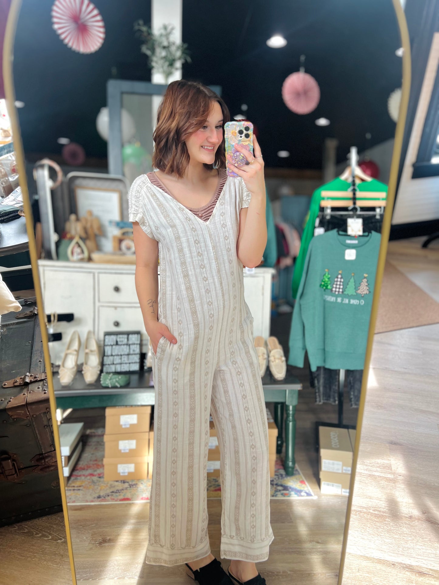 Monteau Tribal Cream Jumpsuit - S