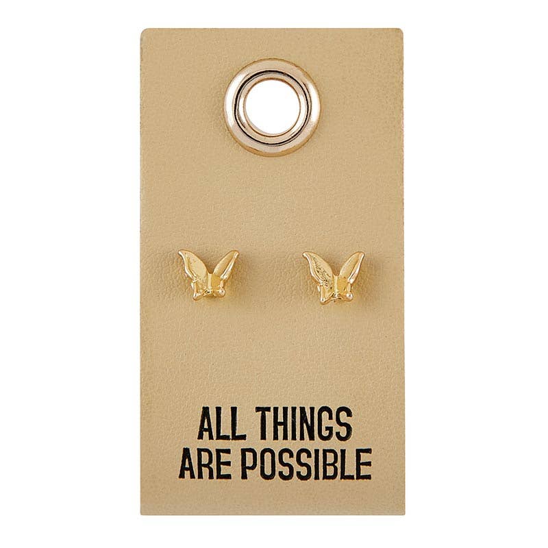 Leather Tag Earrings | Butterfly
