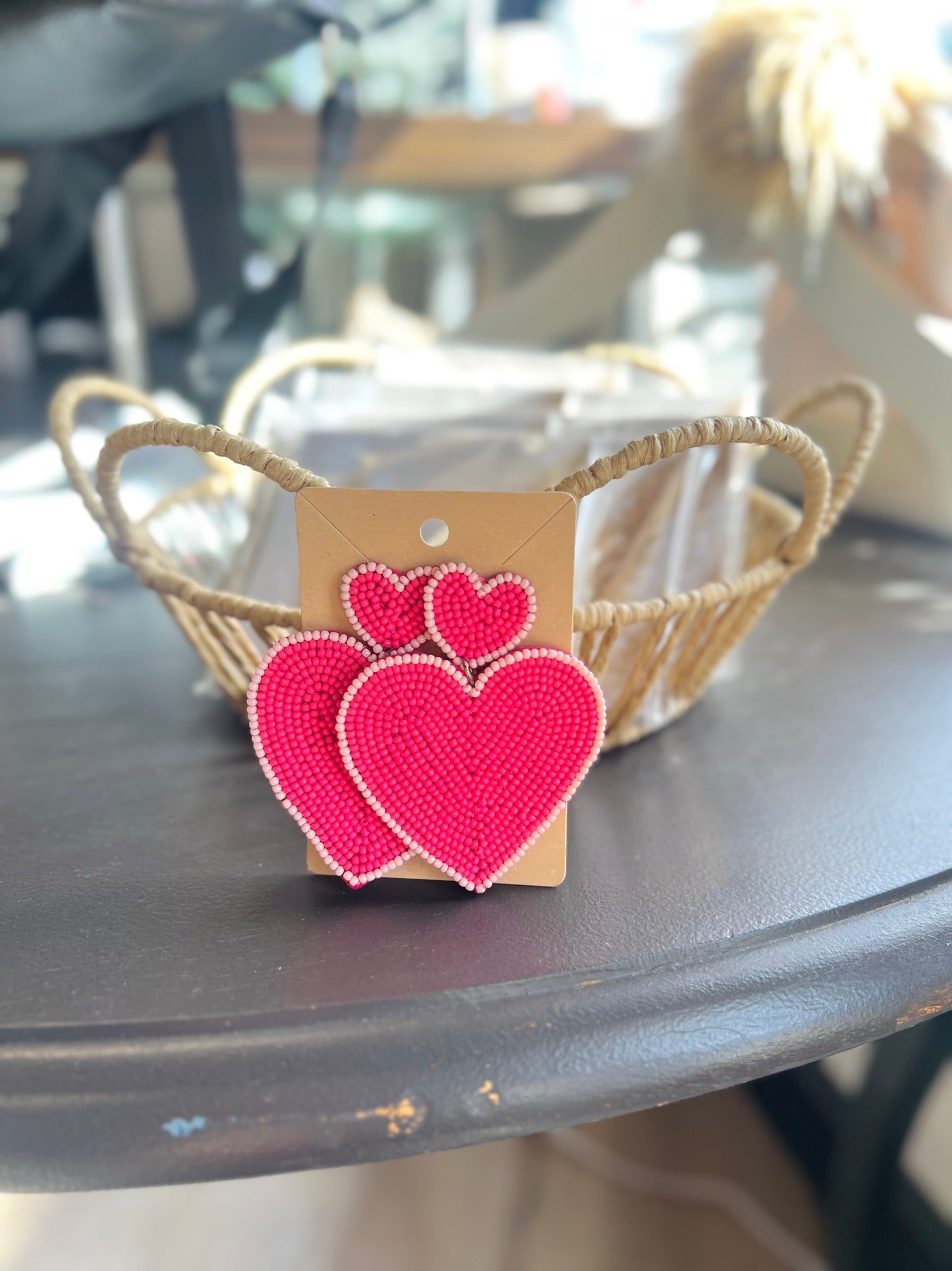 Double Heart Felt Earrings