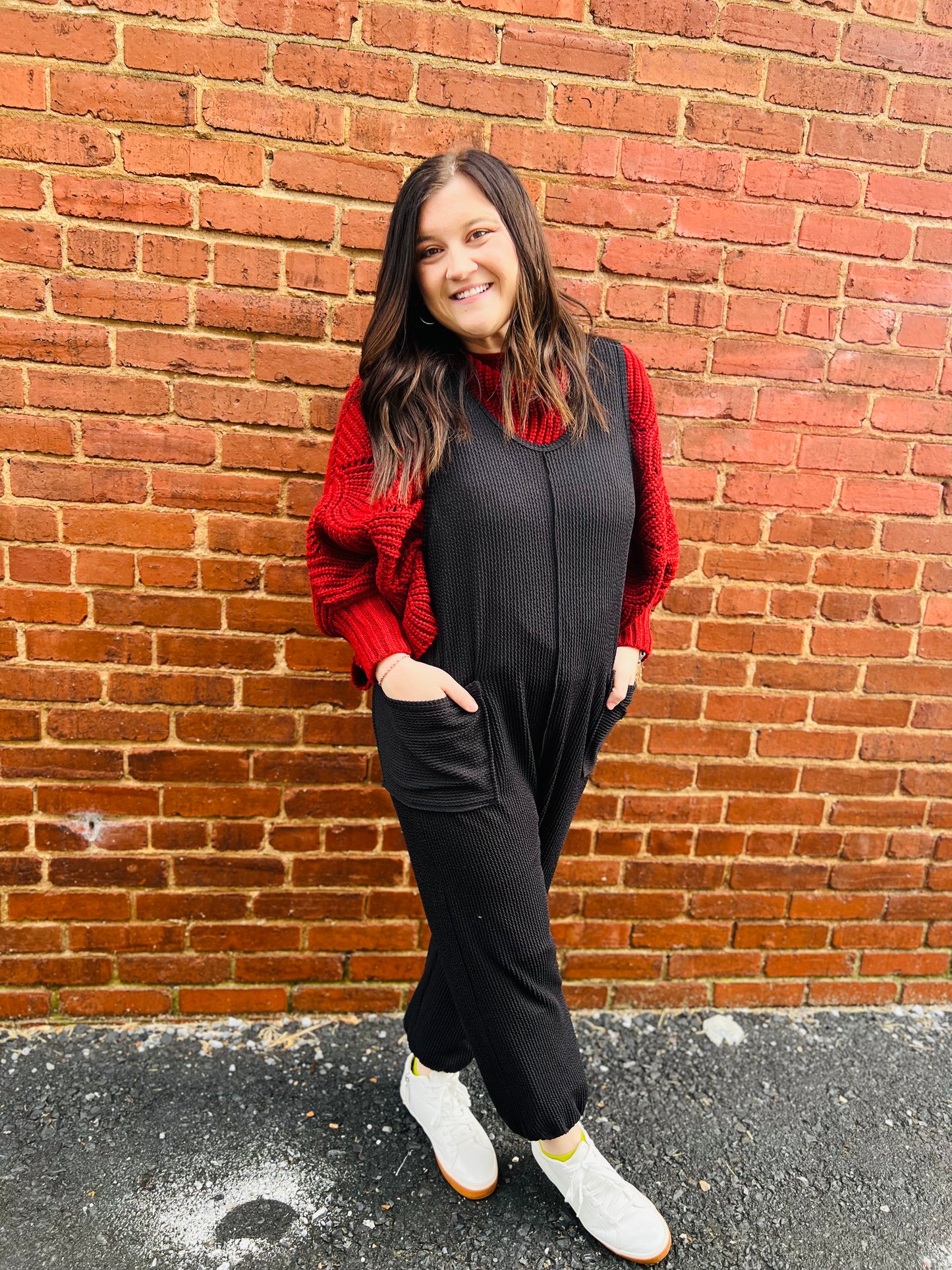 Ribbed Cuffed Bottom Jumpsuit