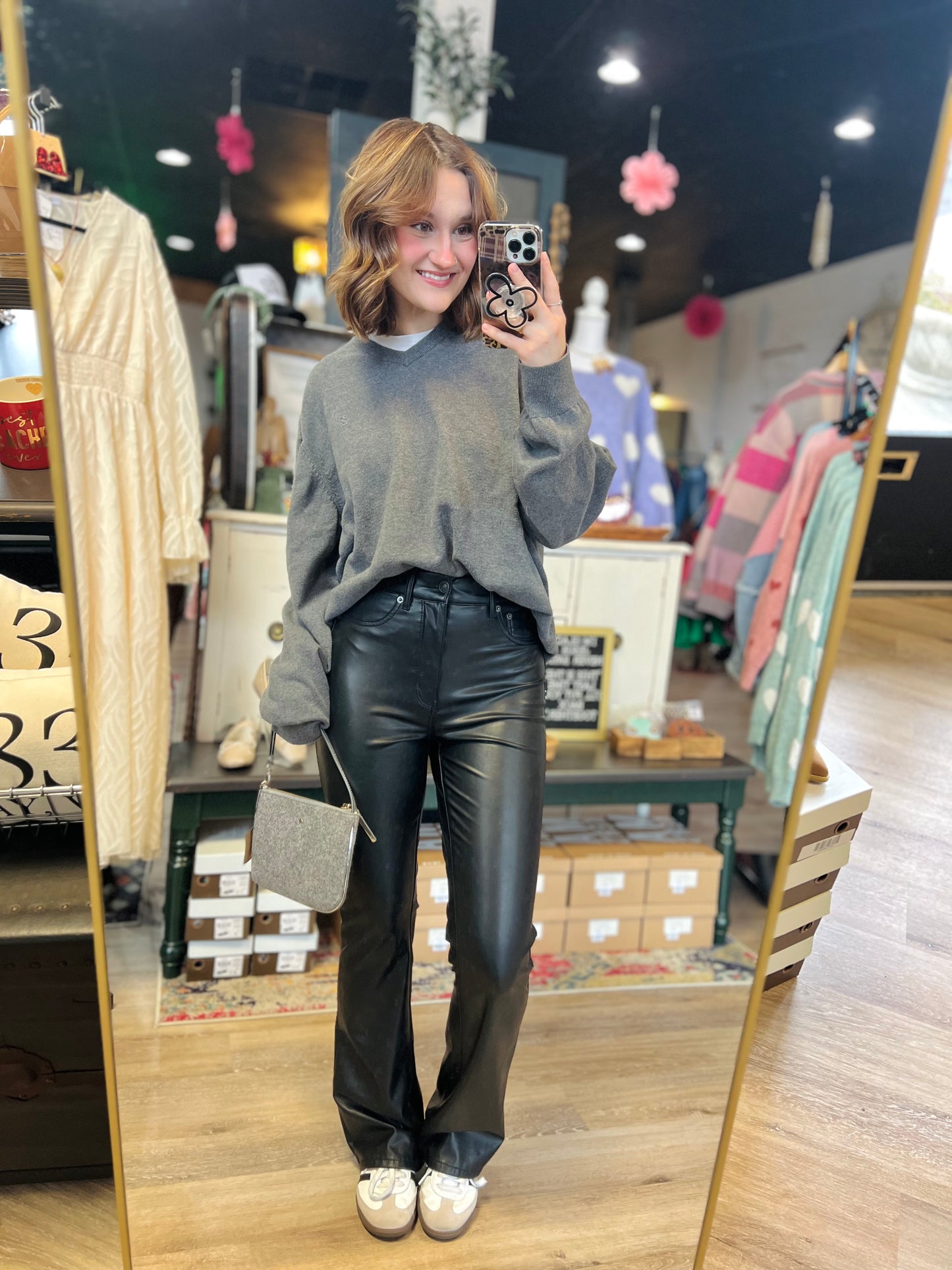 American Eagle Black Faux Leather Pants - Size 6