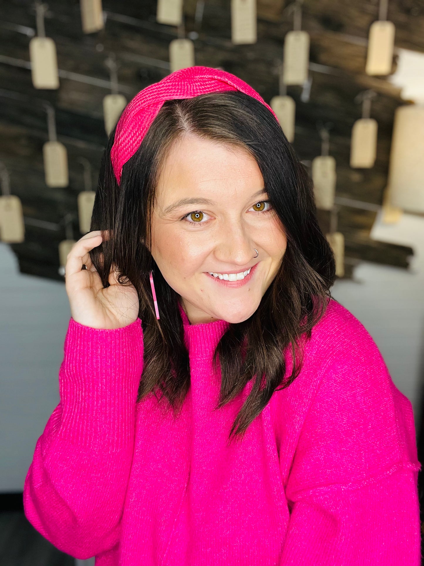 Hot Pink Rattan Braided Headband