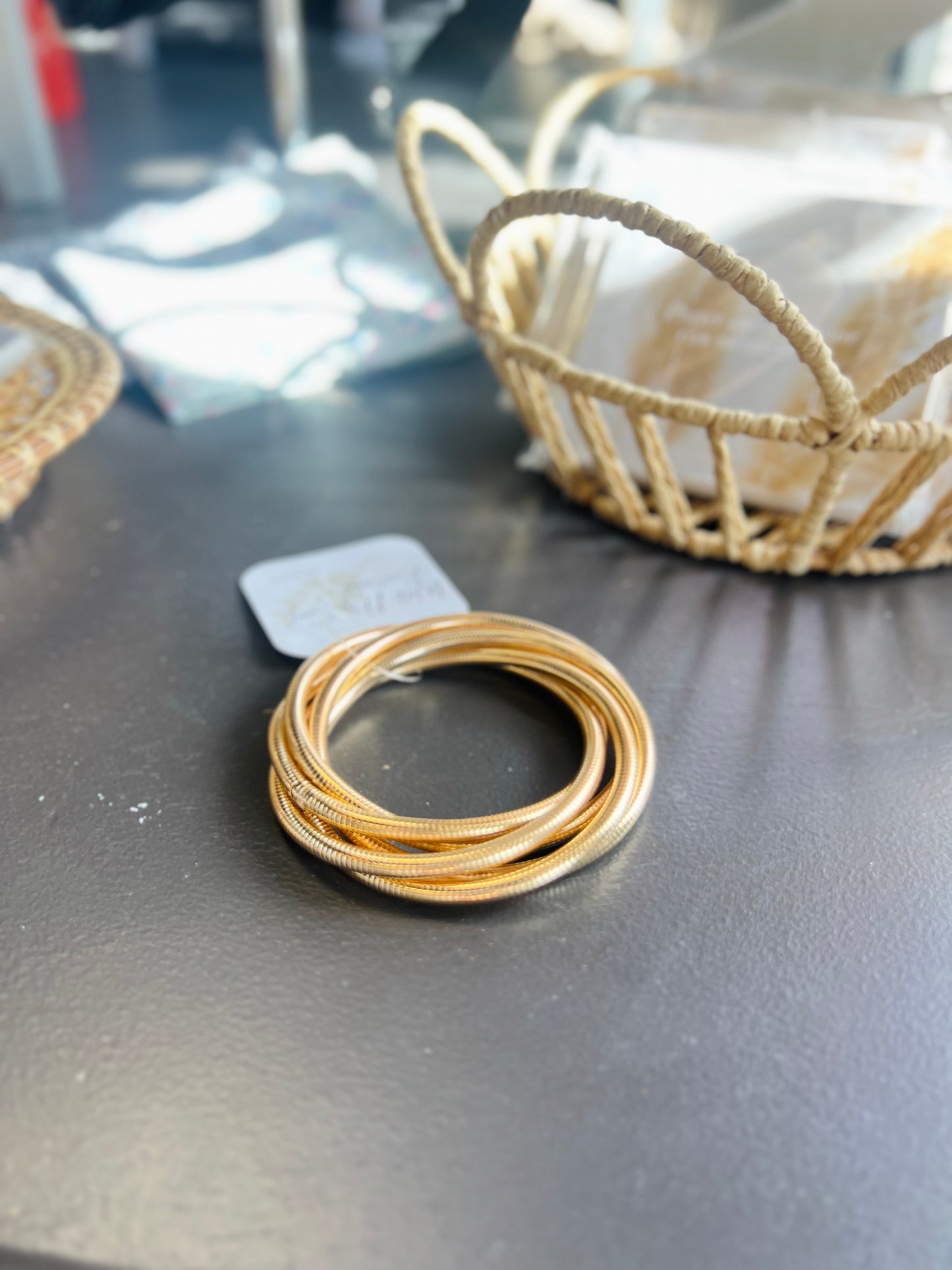 Spiraled Gold Bangle Bracelets