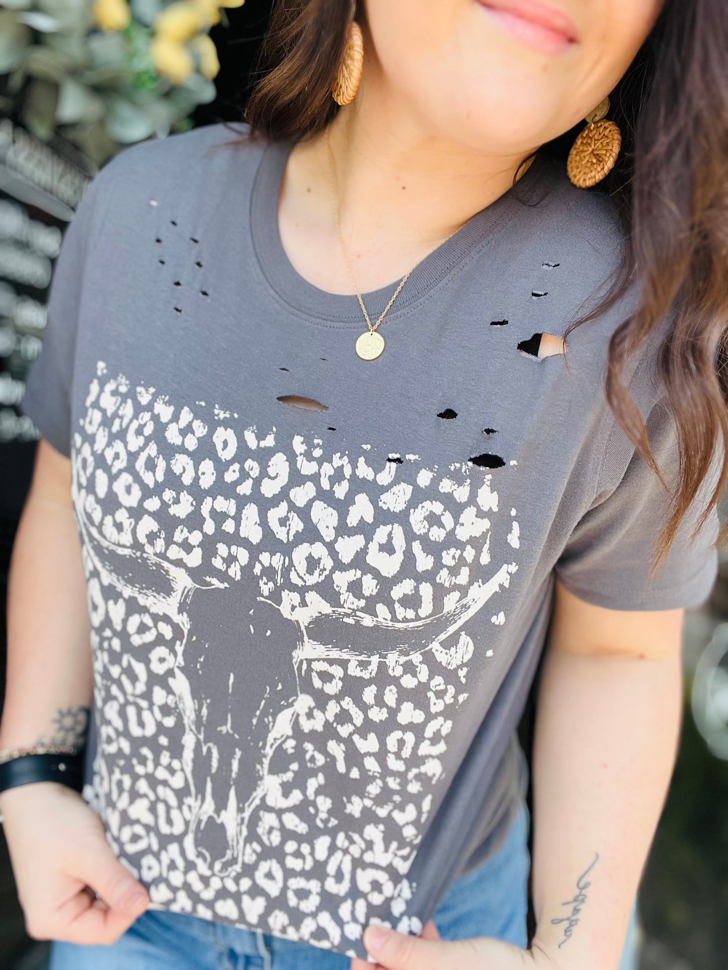 Heavenly Herd | Leopard Cow Skull Graphic Tee