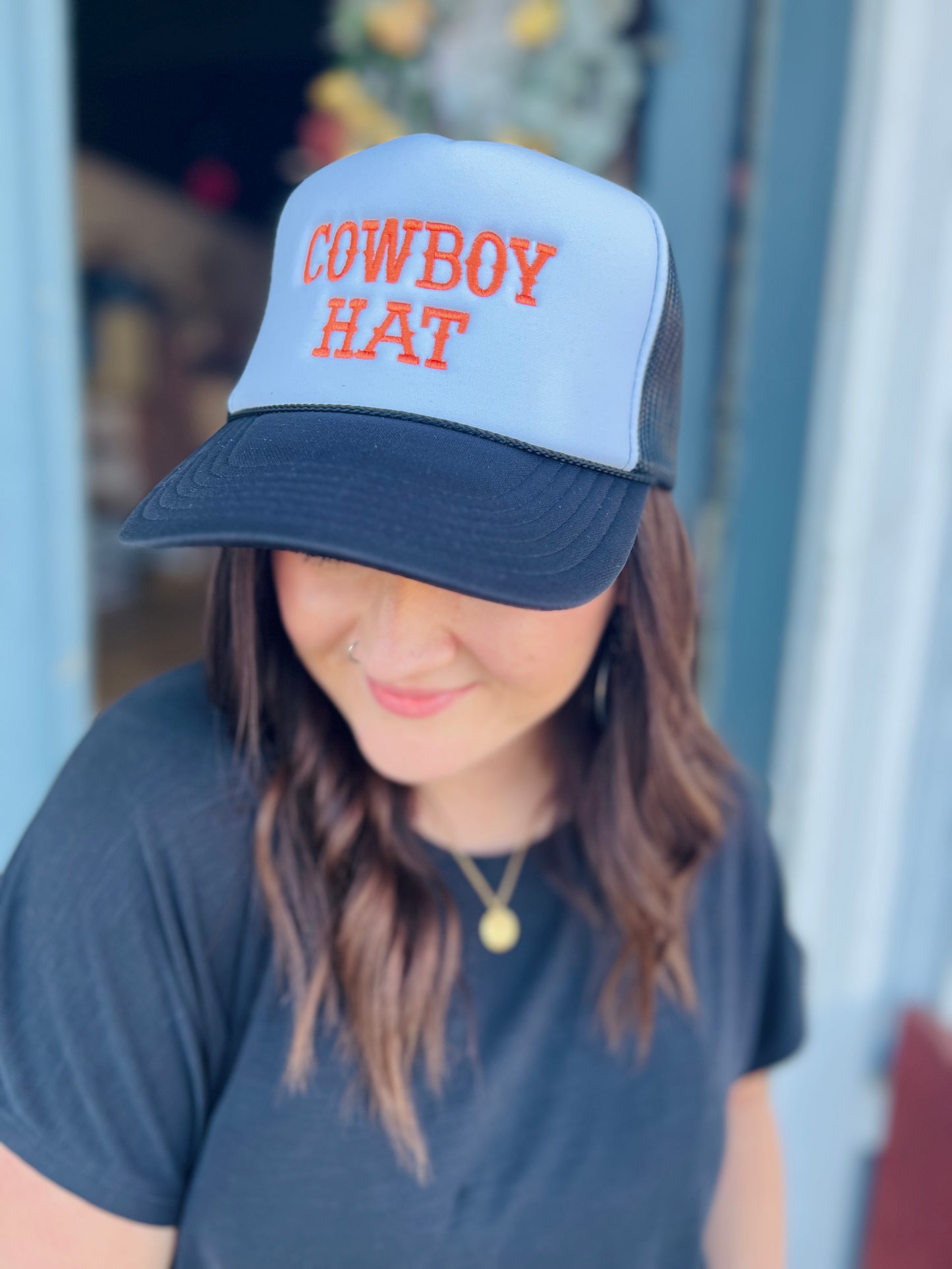 Cowboy Hat | Trucker Hat - Black