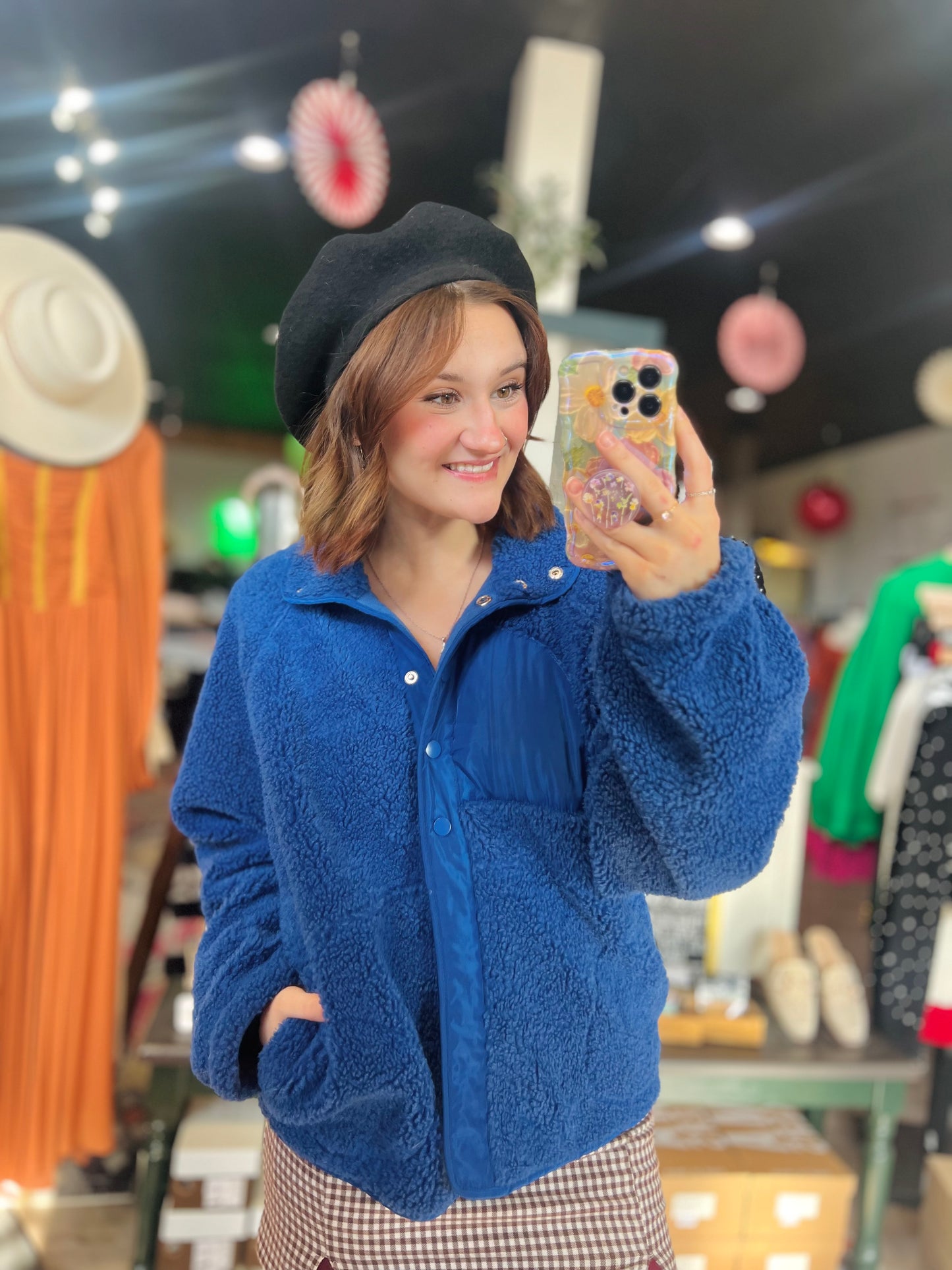Blu Pepper Sherpa Jacket (Blue) - Size L