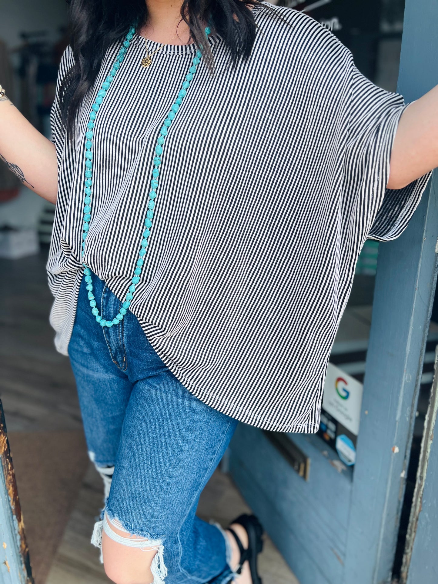 Miriam | Striped Oversized Top - Curvy