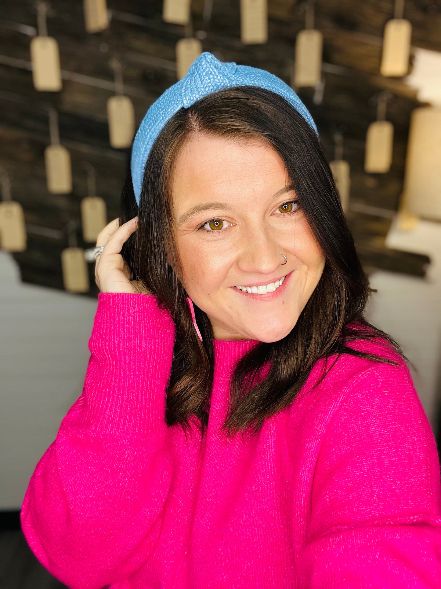 Light Blue Rattan Headband