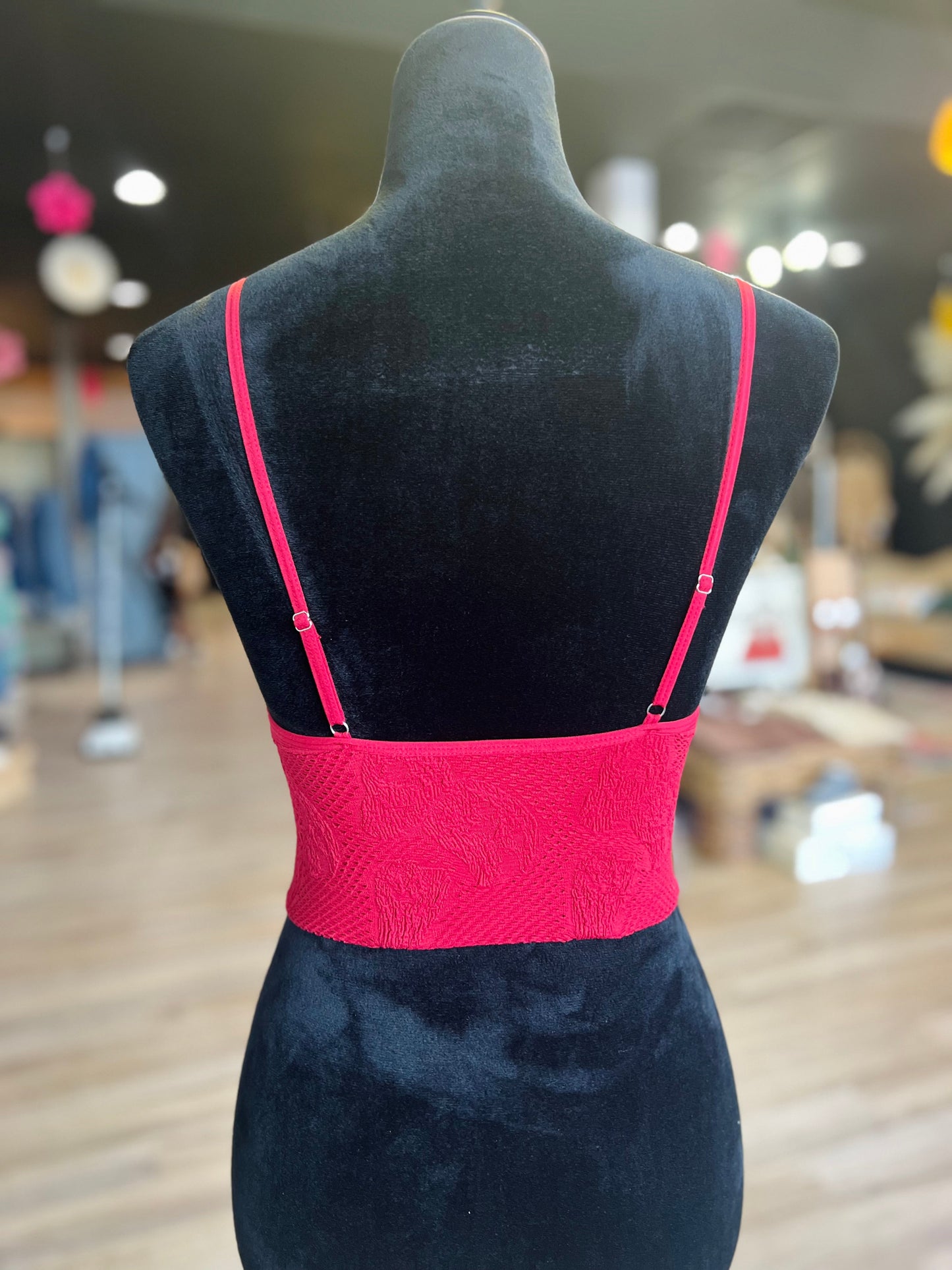 Seamless Padded V-Neck Brami - Cherry Red