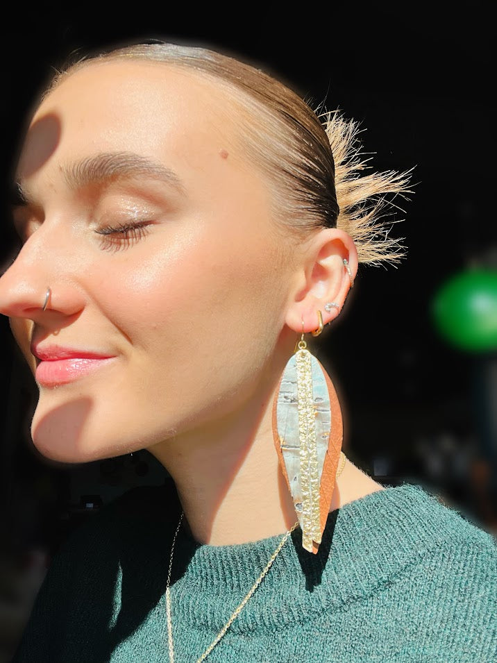 Leather Feather Earrings