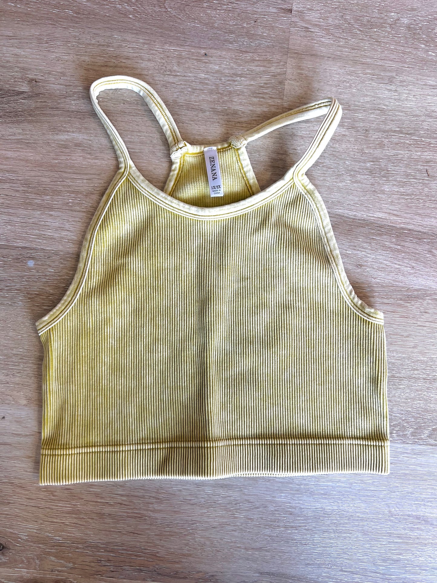 Zenana Ribbed Tank - Size 1XL/2XL (Mustard Yellow)