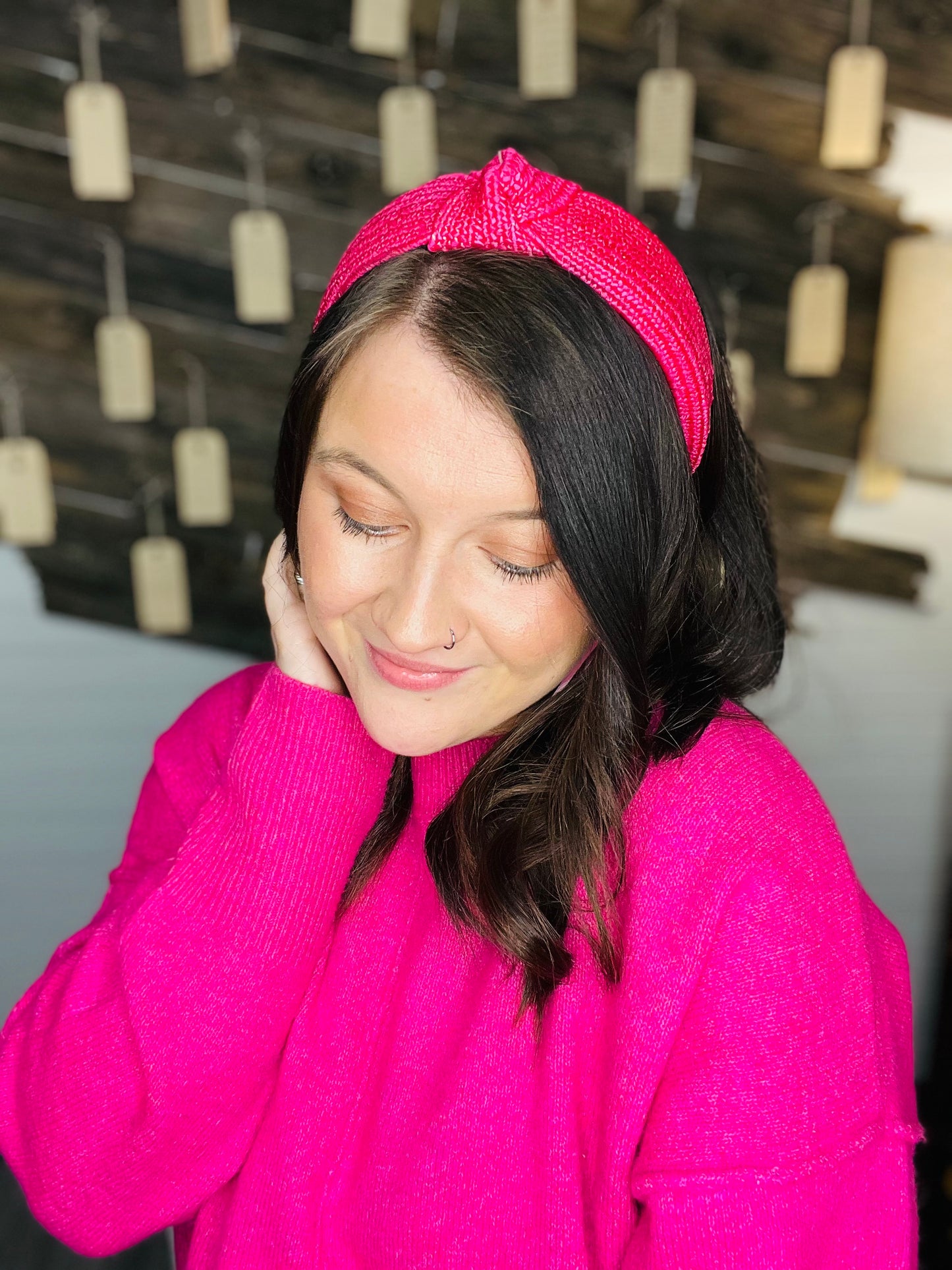 Hot Pink Rattan Headband