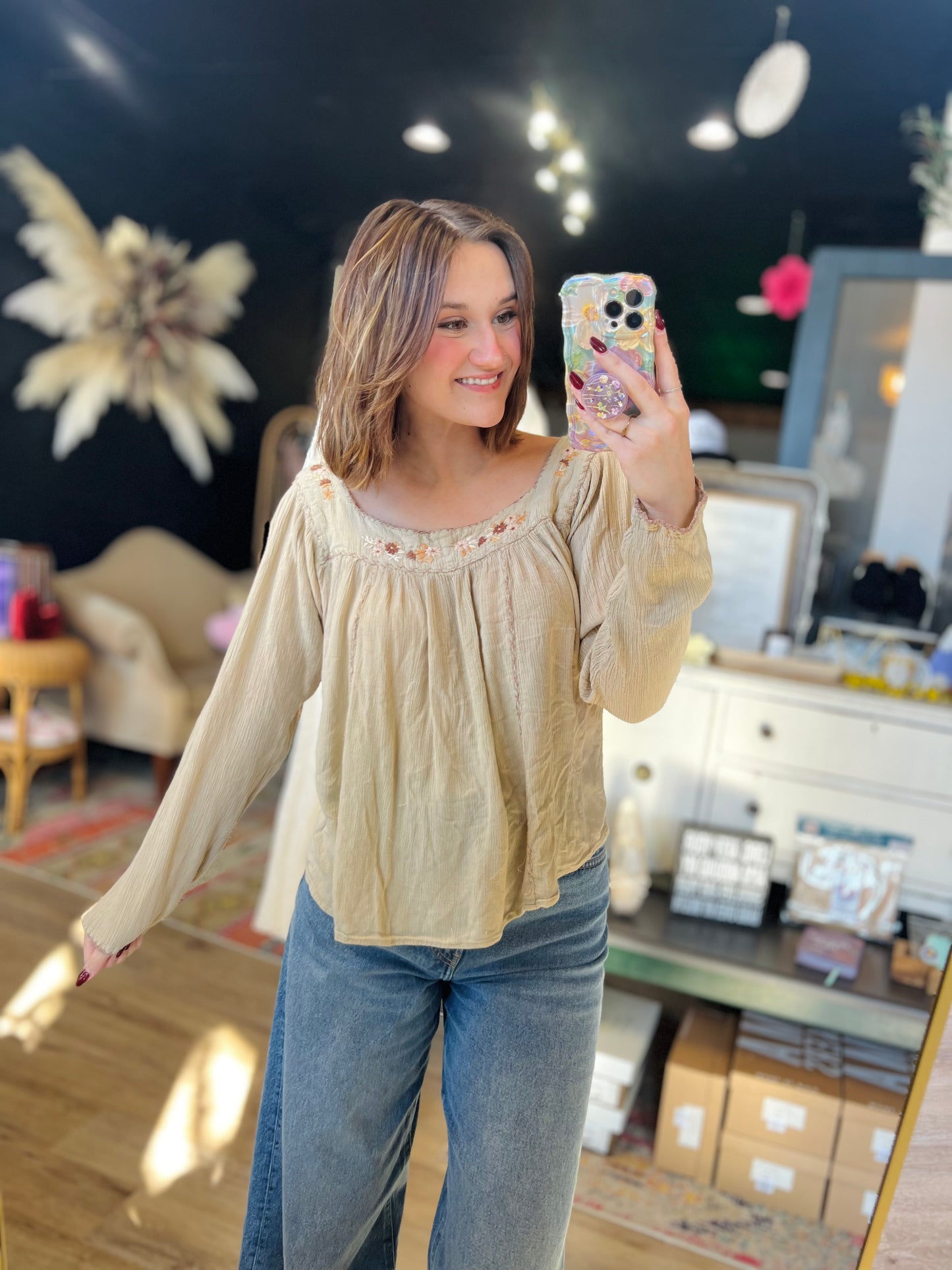Aeropostale Tan Boho Blouse - M