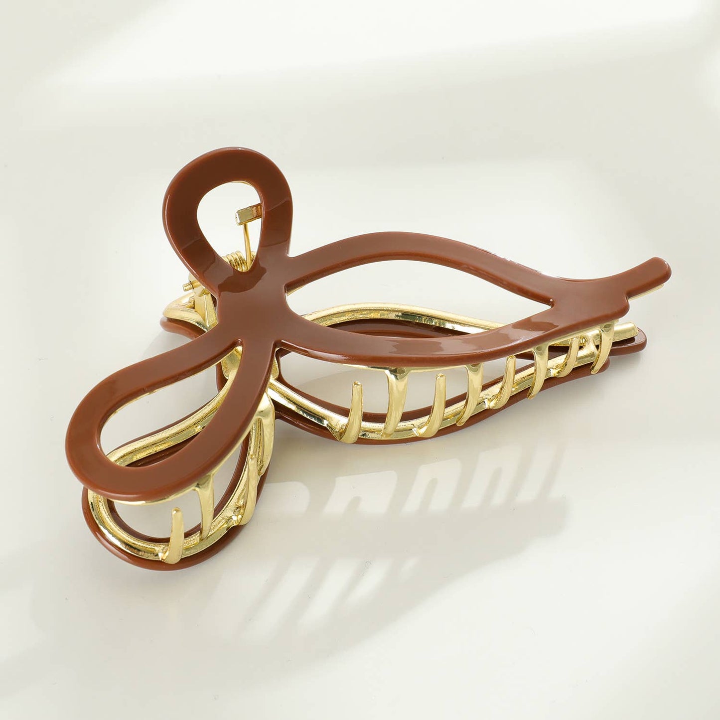 Adaline | Ribbon Bow Claw Clip - Chocolate Brown
