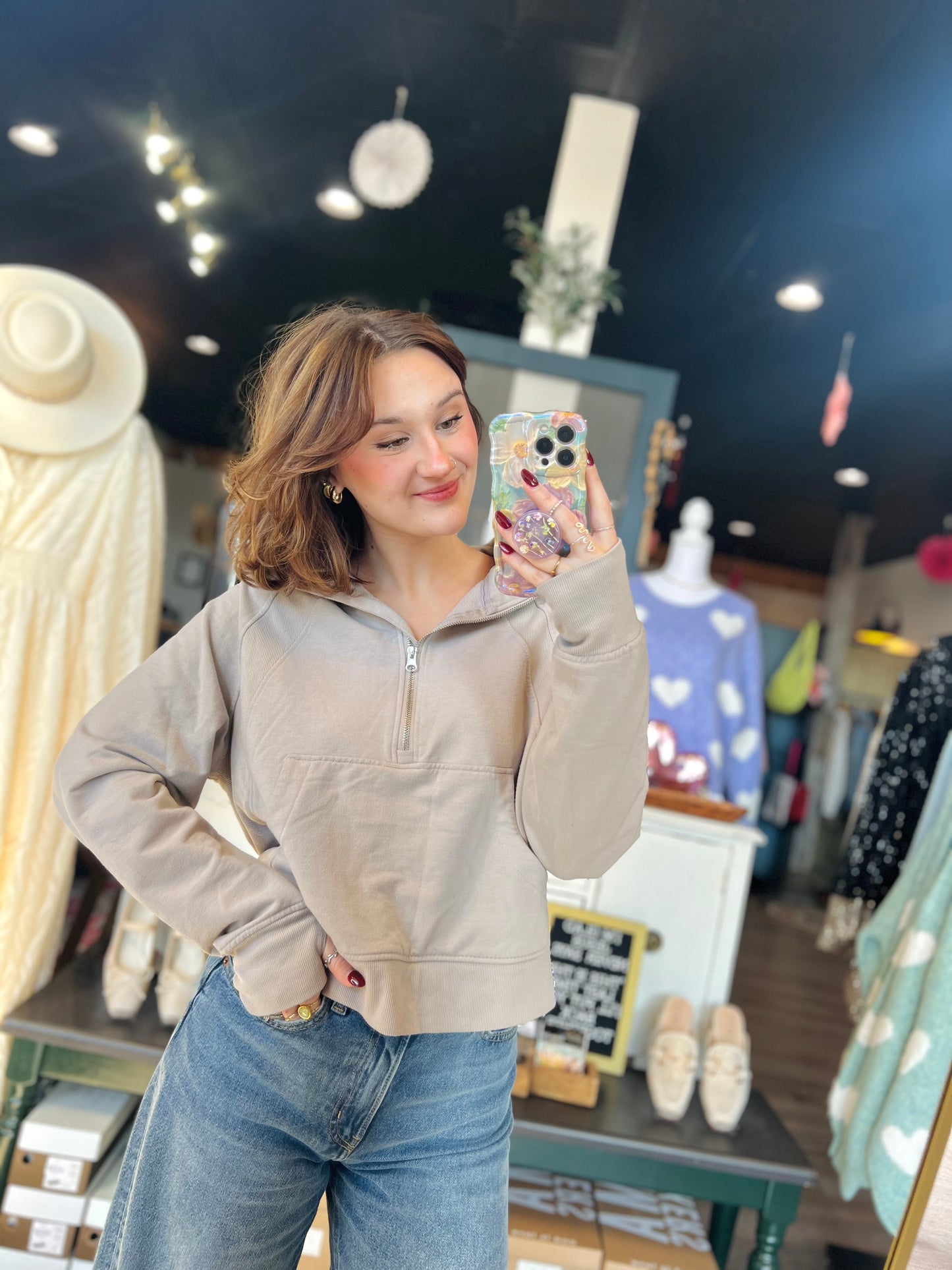 Danskin Tan Quarter Zip up - M