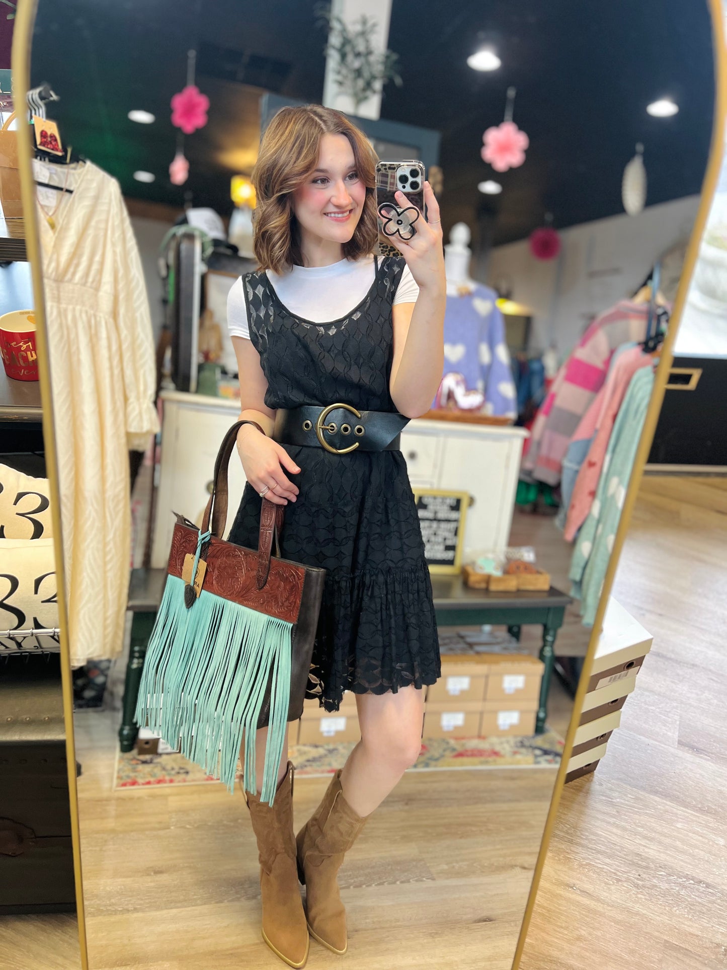 Ariat Brown Leather Western Purse W/ Tassel