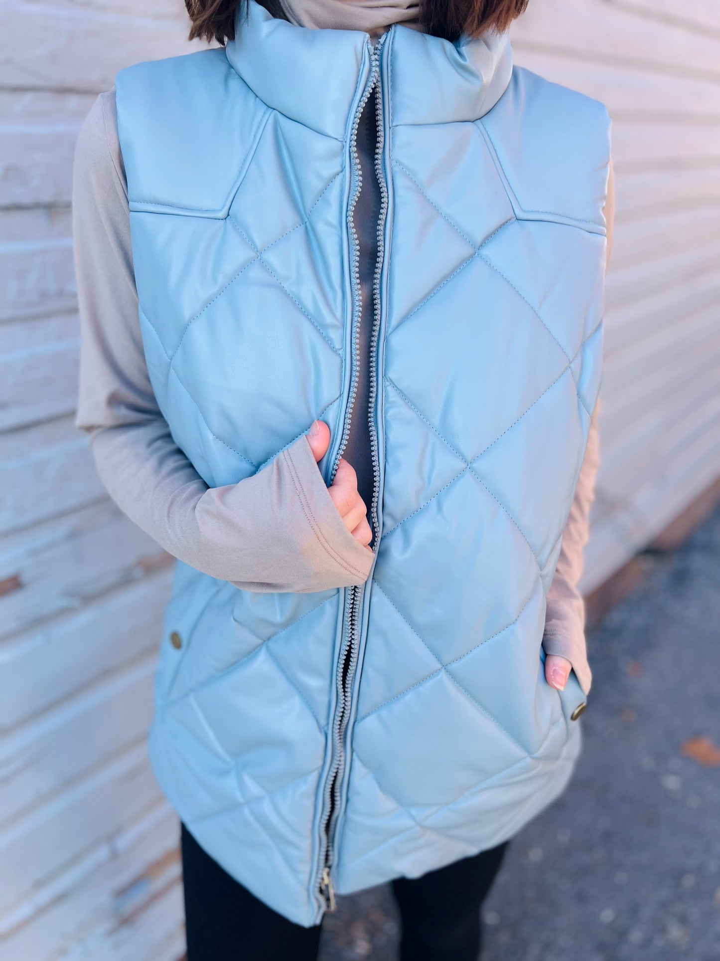 Vegan Leather Puffer Vest