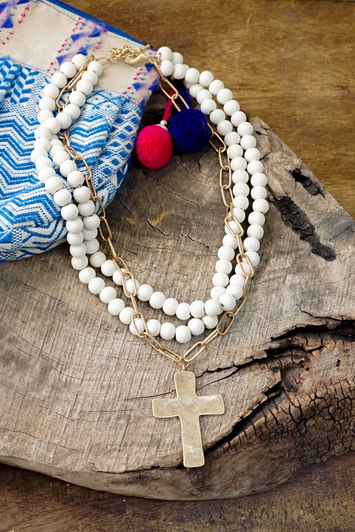 Lois & Eunice | Layered Cross Necklace - Cream