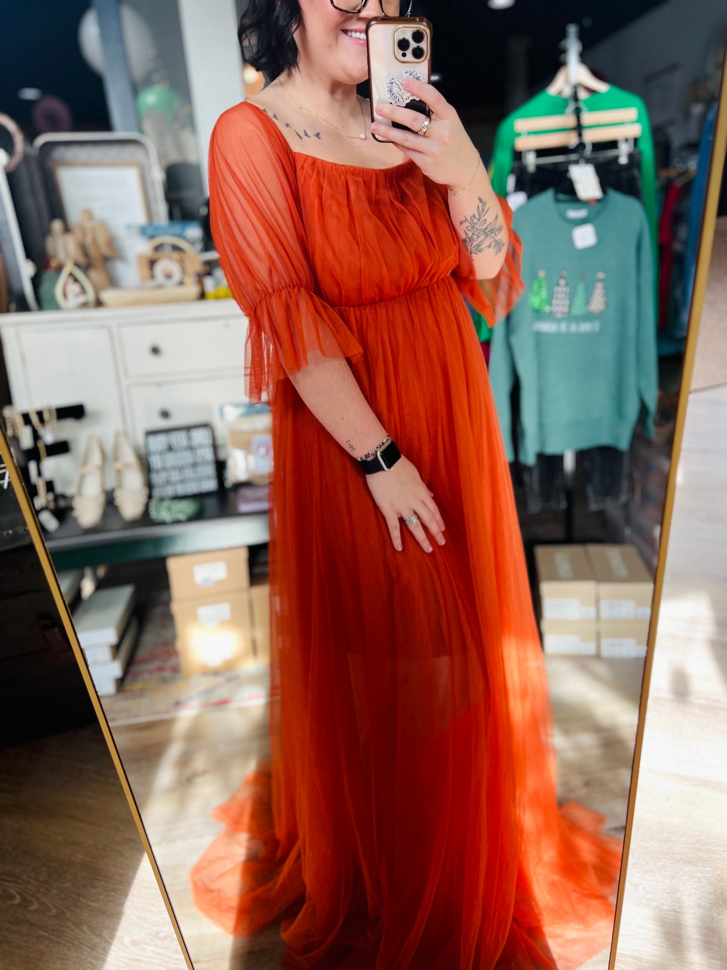 Ever Pretty Orange Sheer Dress - XL