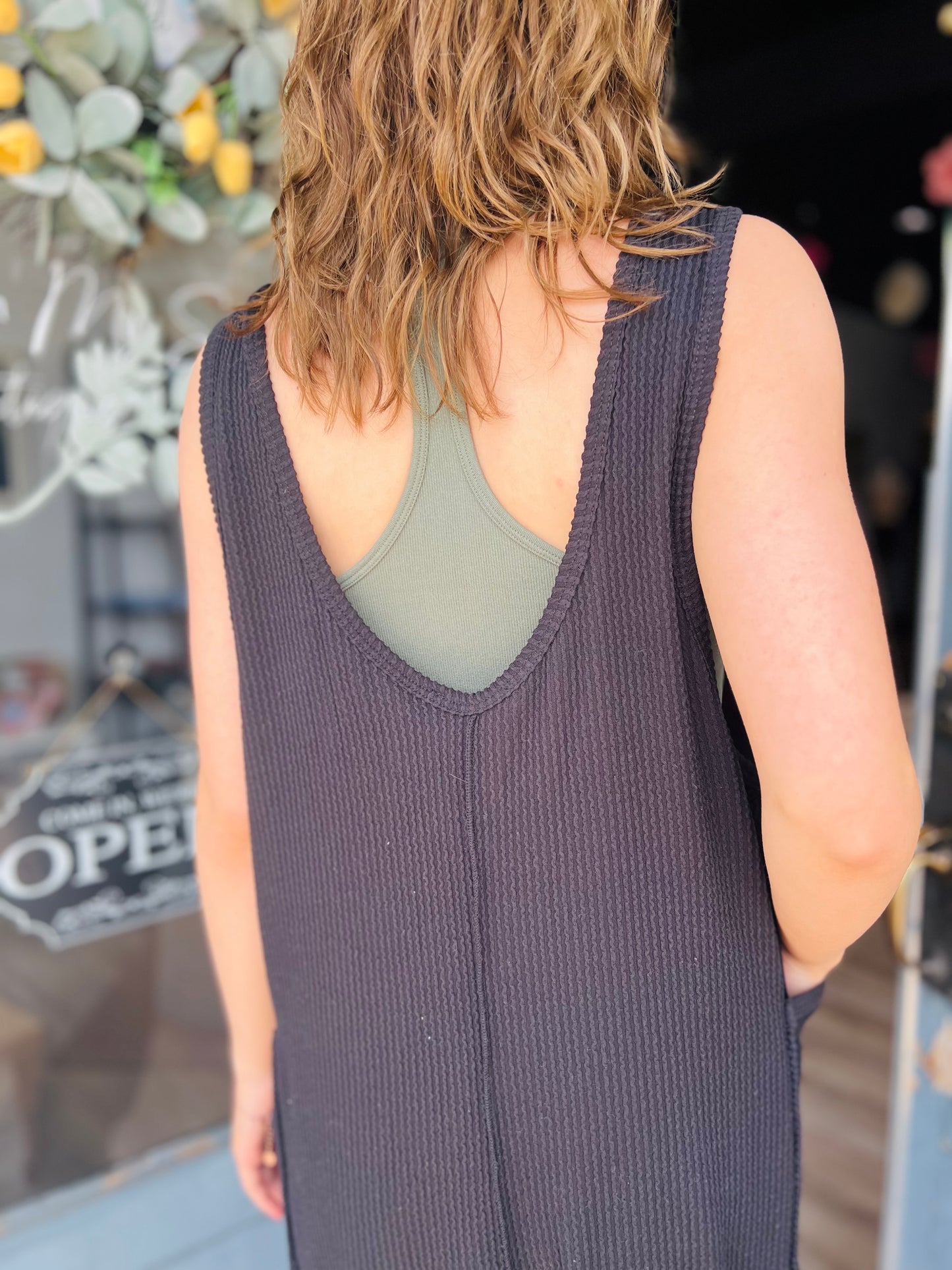 Ribbed Cuffed Bottom Jumpsuit