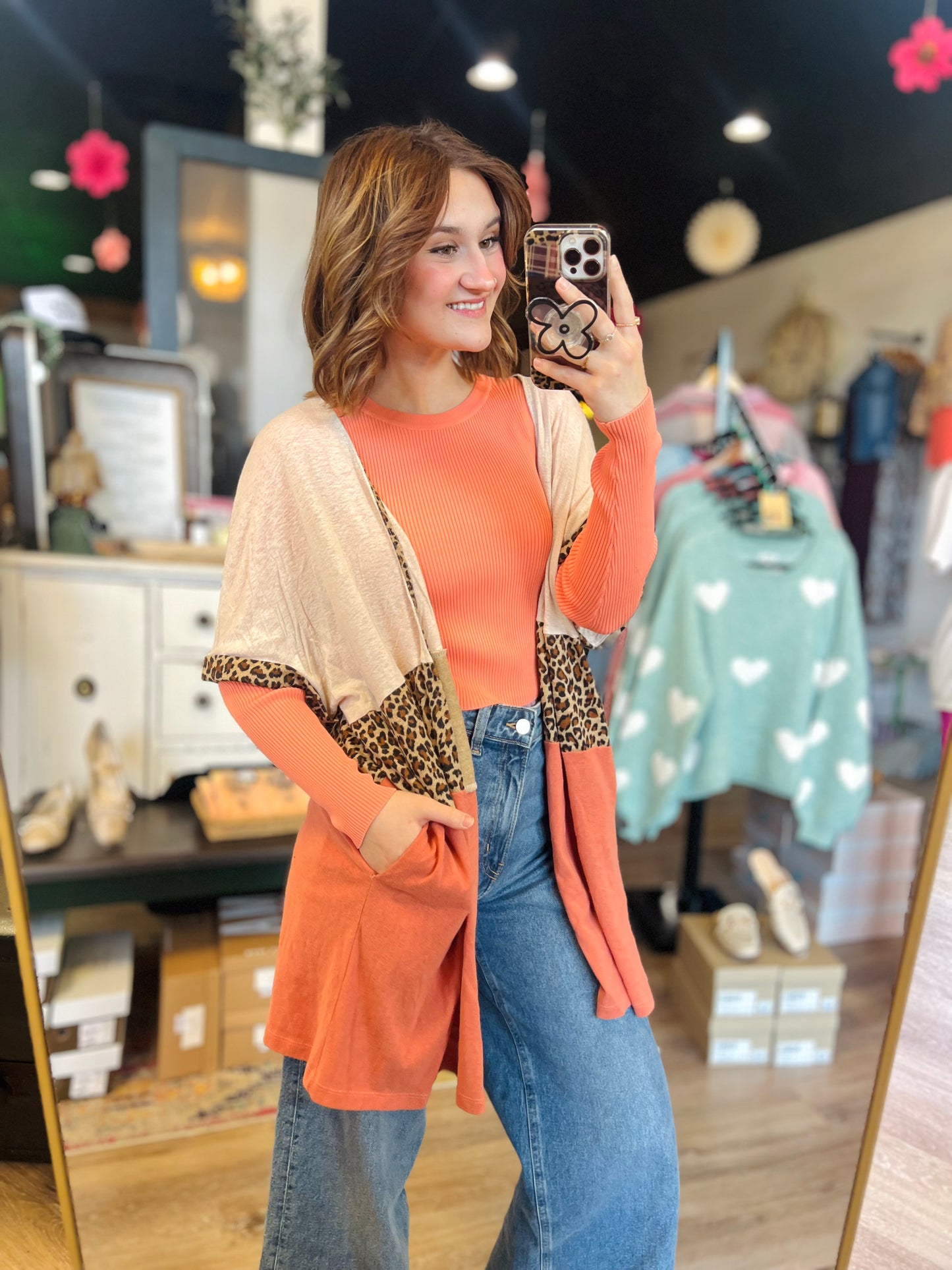 Umgee Short Sleeve Colorblock Cardigan - M/L