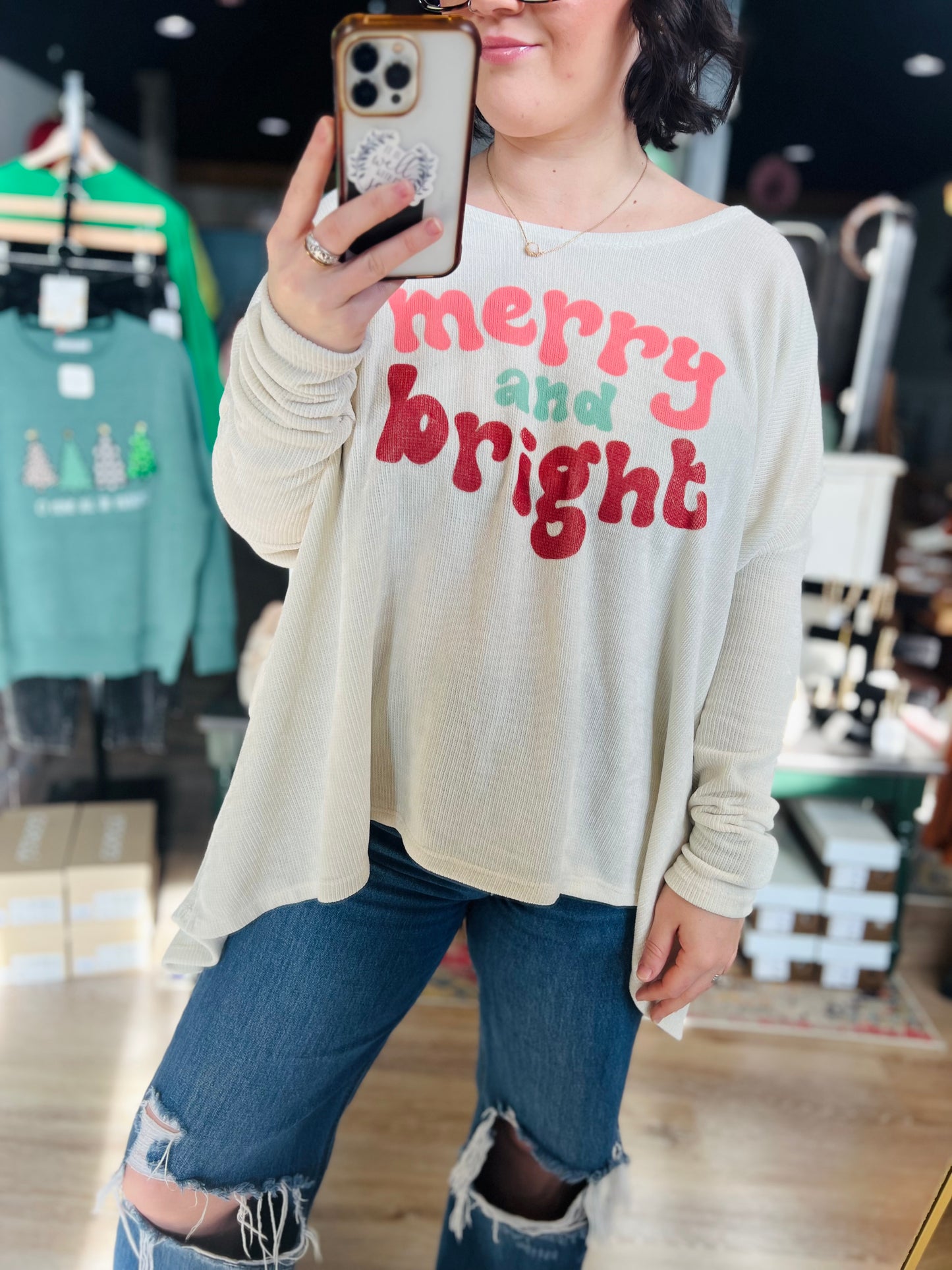 Fantastic Fawn Merry & Bright Top - L