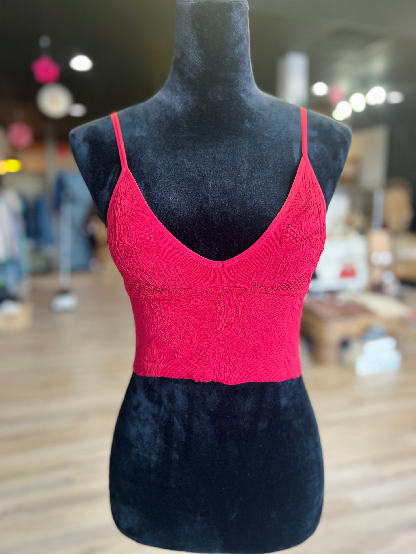Seamless Padded V-Neck Brami - Cherry Red