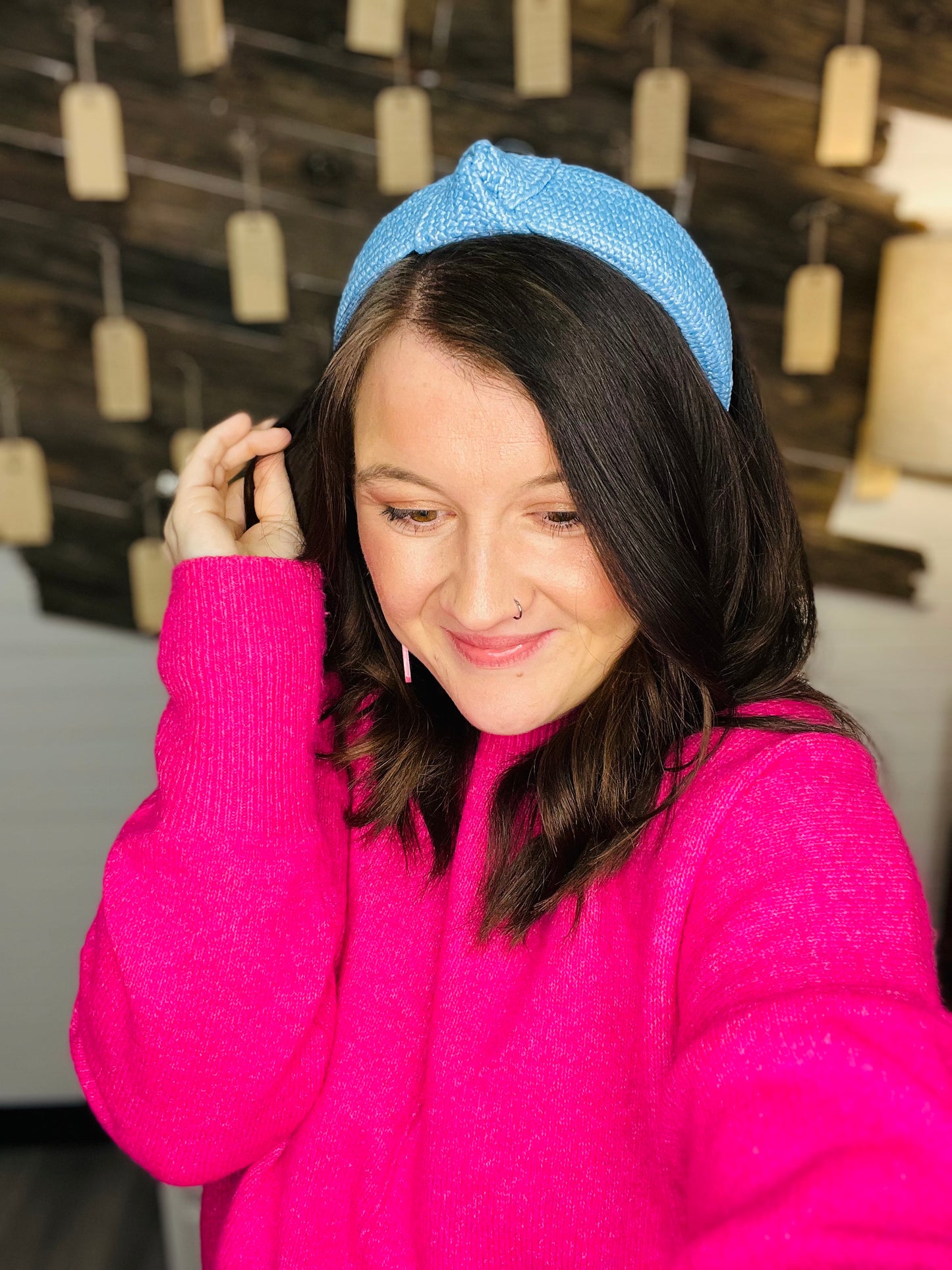 Light Blue Rattan Headband