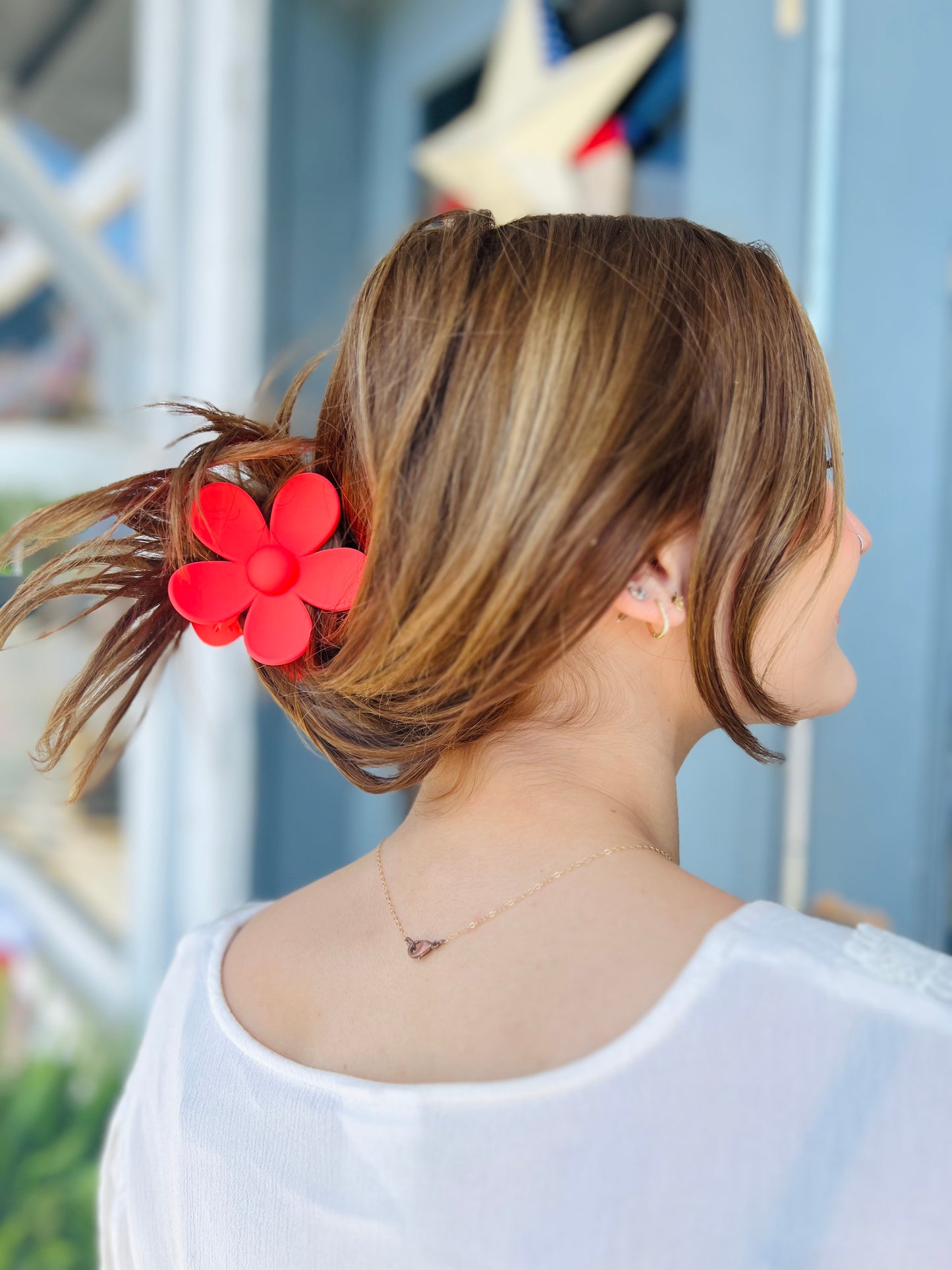 Large Flower | Claw Clip - Coral